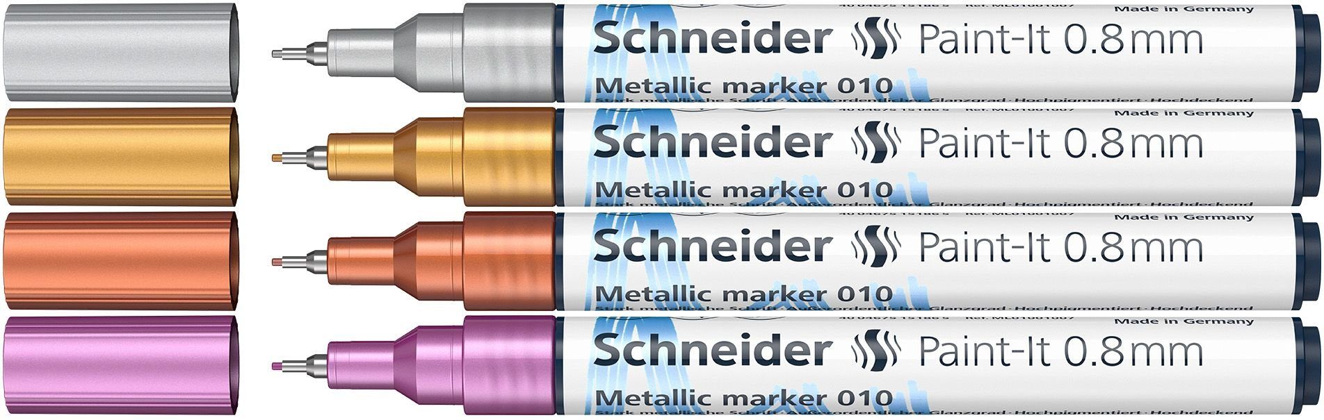 0,8 4 farbsortiert Schneider Lackmarker mm Tintenpatrone 010 Schneider