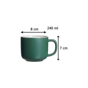 Ritzenhoff & Breker Tasse Jasper Kaffeetassen mit Untertassen 240 ml 4er Set, Keramik