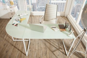 riess-ambiente Eckschreibtisch BIG DEAL 180cm mattweiß (Einzelartikel, 1-St), Arbeitszimmer · Glas · Metall · groß · Modern · Home Office · Büro
