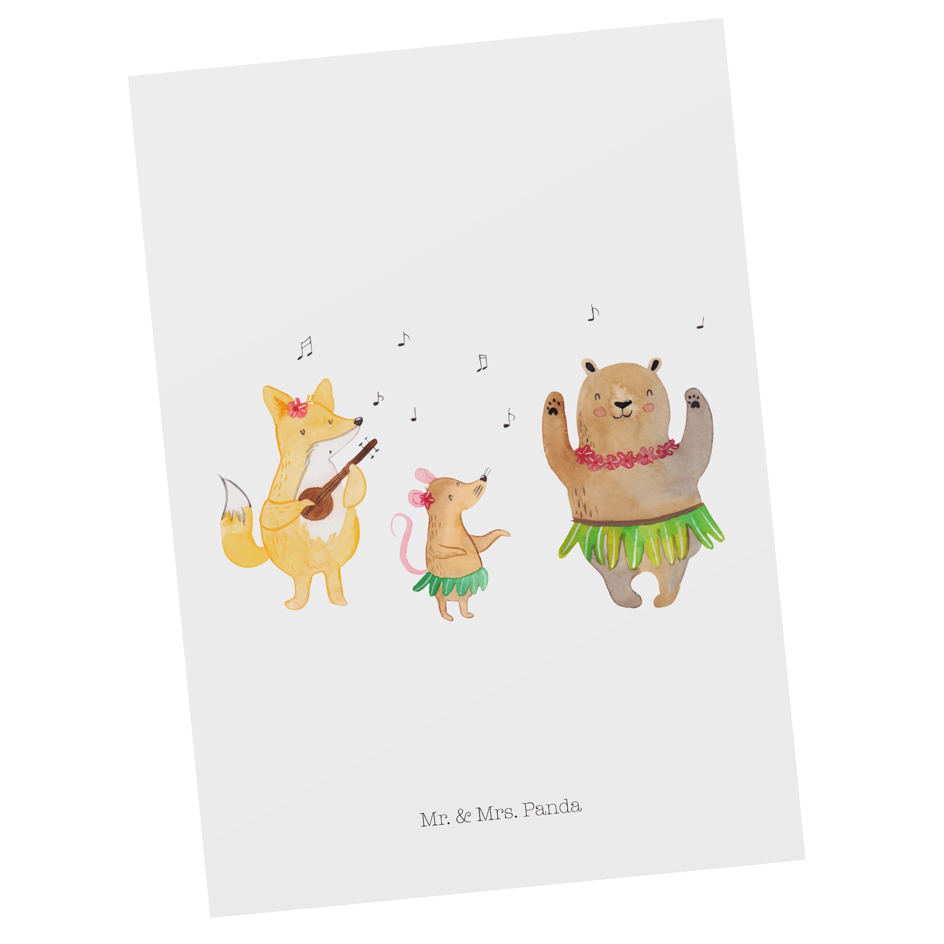 Mr. & Mrs. Panda Postkarte Waldtiere Aloha - Weiß - Geschenk, Geburtstagskarte, Einladung, Grußk