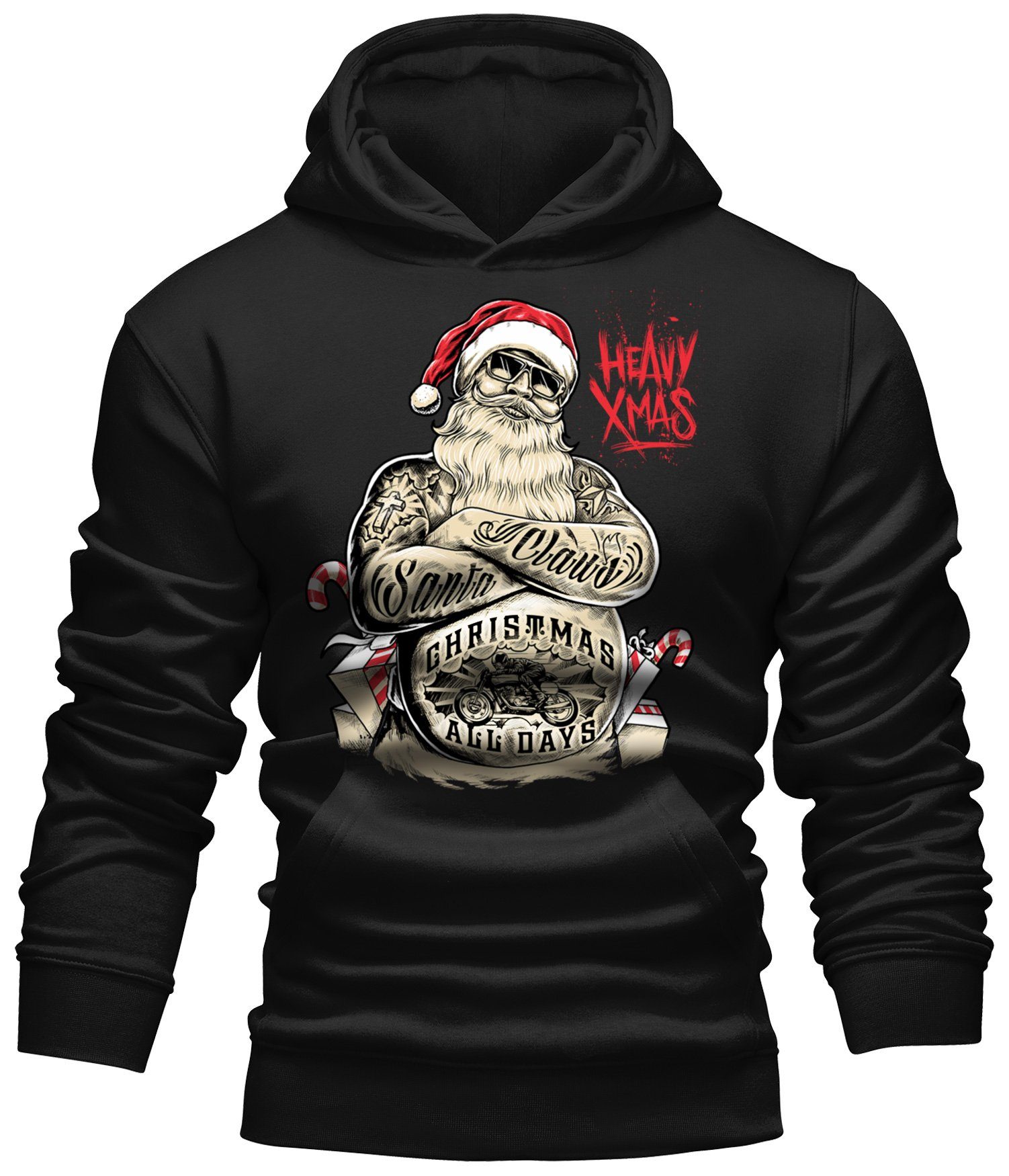 GASOLINE BANDIT® Kapuzensweatshirt Biker Racer Kapuzen-Hoodie - Heavy Xmas Print