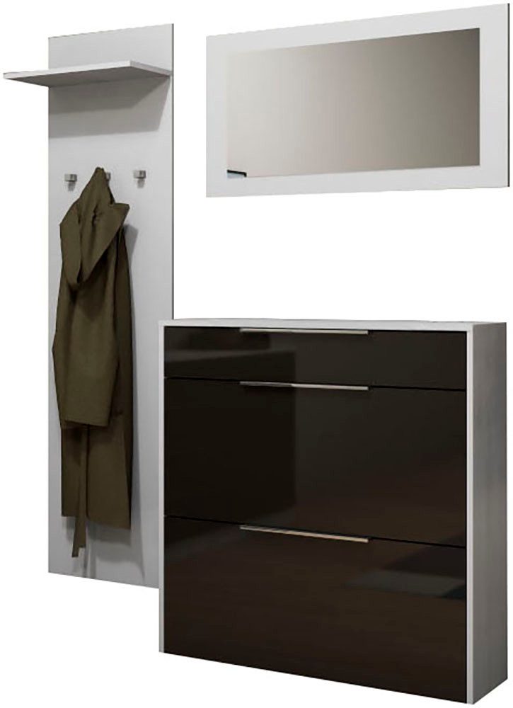 borchardt Möbel Garderoben-Set Oliva, Hängeschuhschrank, Spiegel, Garderobenpaneel, (3-St)