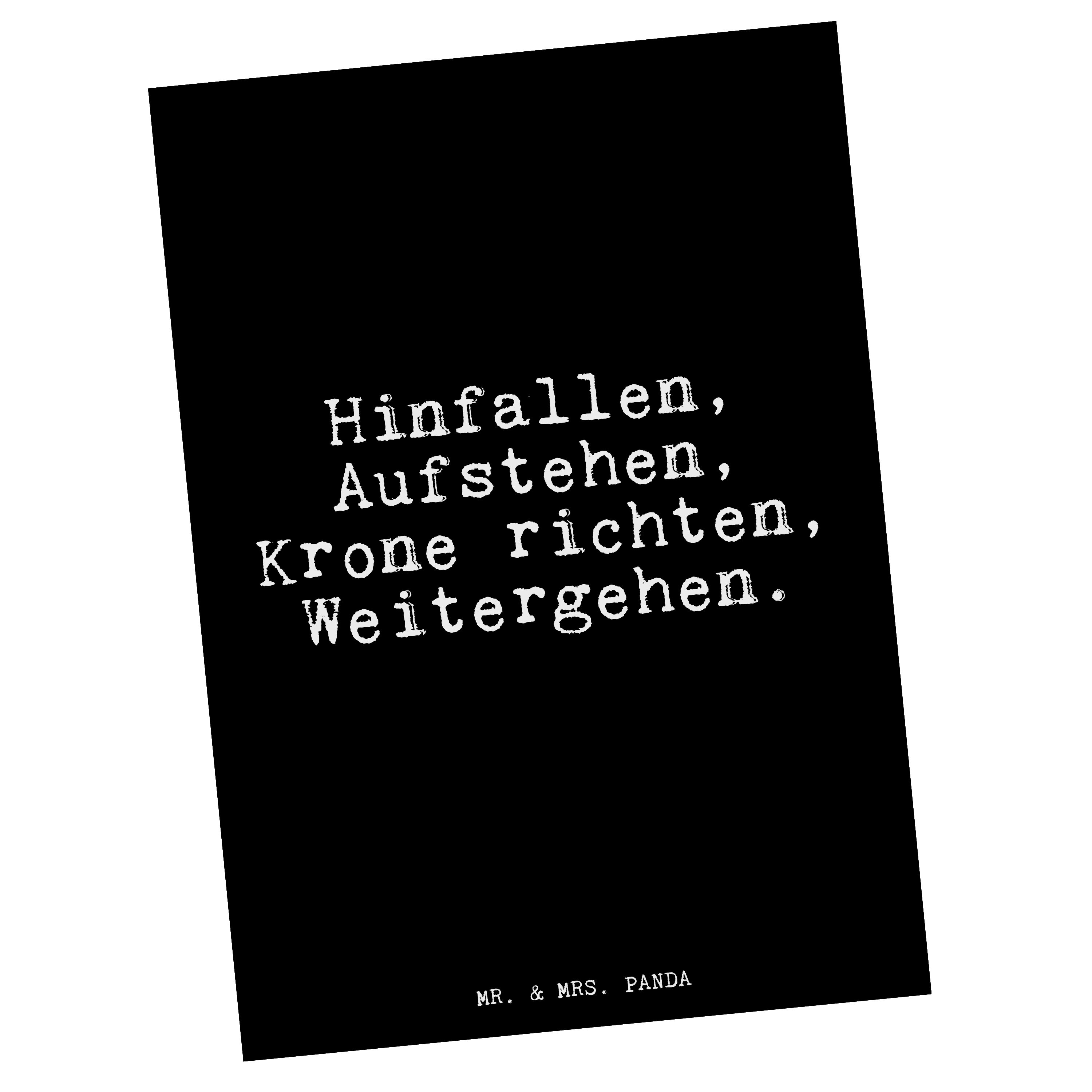 Geschenk, Hinfallen, Postkarte Panda Aufstehen, Frauen - & richten,... Mr. Mrs. Krone Schwarz -