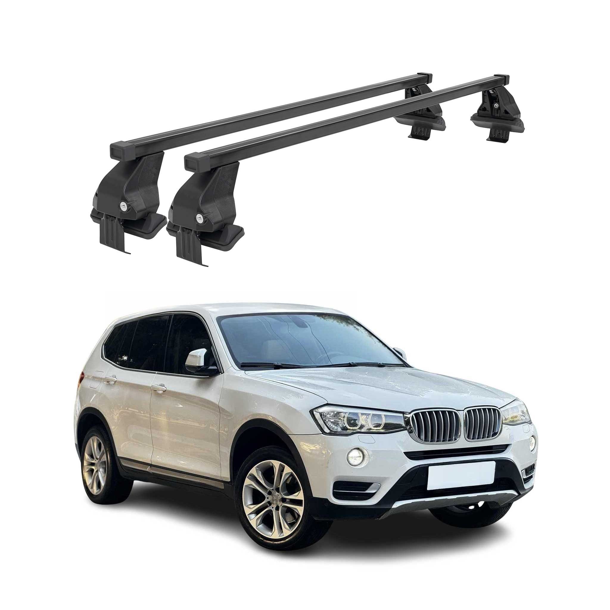 OMAC Dachträger Menabo Stahl Gepäckträger für BMW X3 F25 2010-2017 Schwarz 2tlg (2-St), Wasserbeständig,Abnehmbar,Multifunktional,Leichtgewichtig