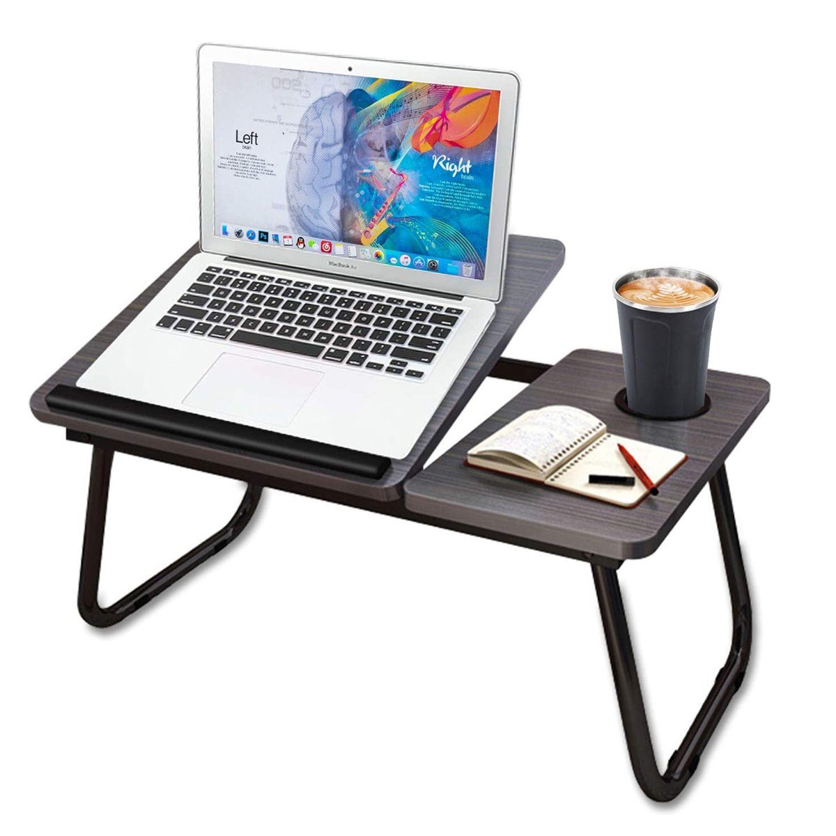 Insma Laptoptisch, Klappbarer höhenverstellbarer Bettablagetisch mit Anti-Rutsch-Streifen & Getränkehalter für Bett/Couch/Sofa