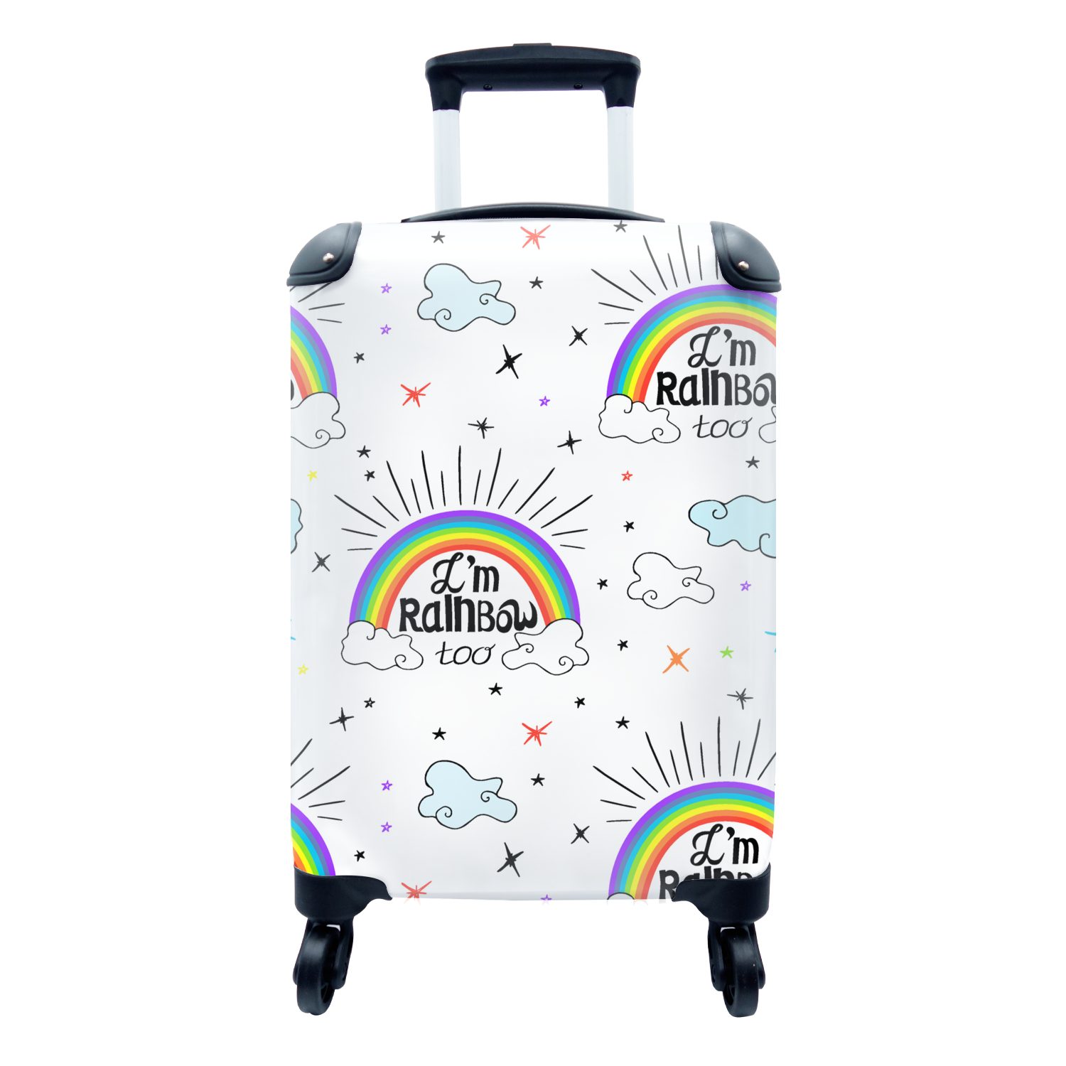 Regenbogen Handgepäck 4 für Reisetasche - Reisekoffer mit rollen, Wolken Trolley, Ferien, - Muster, MuchoWow Handgepäckkoffer Rollen,