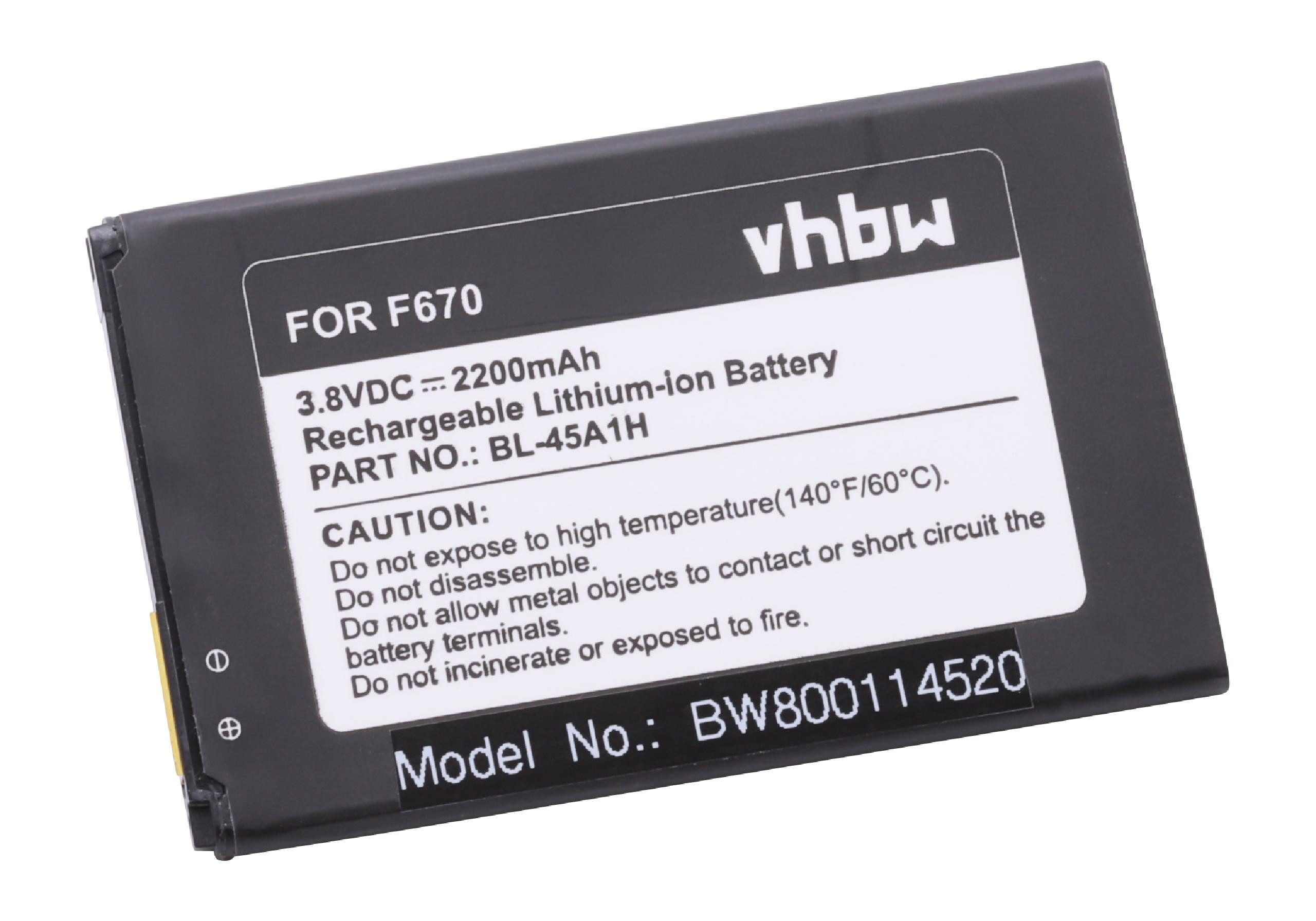 vhbw Smartphone-Akku Ersatz für LG BL-45A1H, EAC63158301 für Mobilfunk (2200mAh, 3,8V, Li-Ion) 2200 mAh