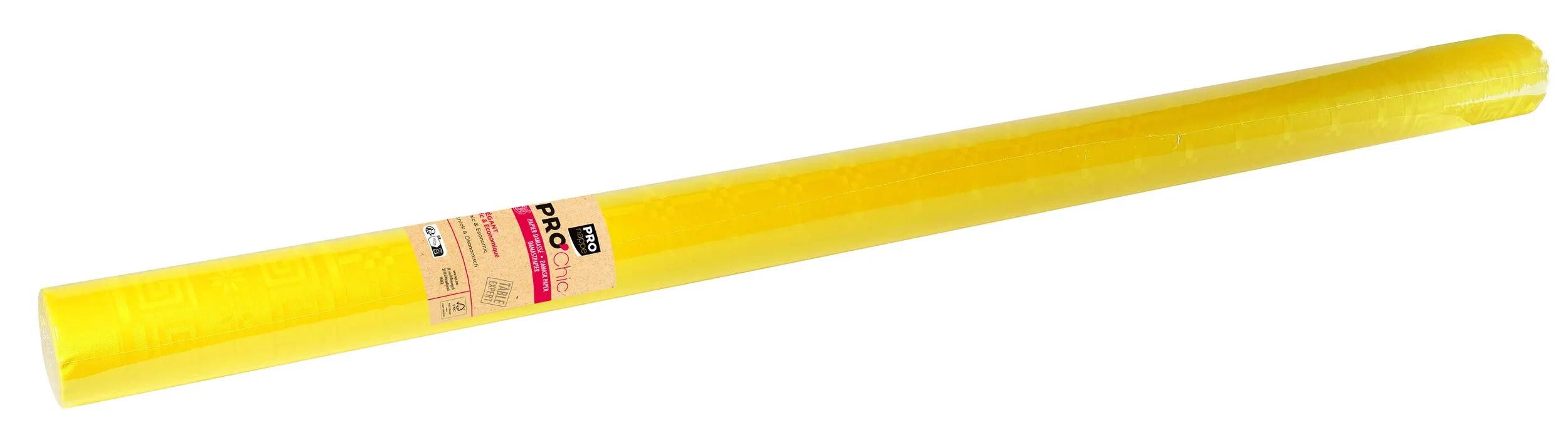 PROnappe Tischband 6x Papiertischdecke auf Rolle mit Damastprägung 1,18x25m Gelb R482520I, Nappes rouleaux papier damassé