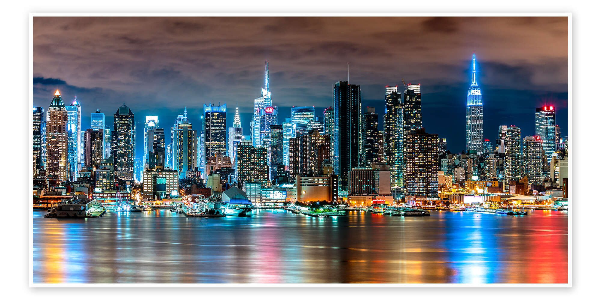 Posterlounge Wandbild New-York-Skyline bei Nacht, Sascha Kilmer, erhältlich als Poster, Leinwandbild, Wandsticker oder Acrylglasbild