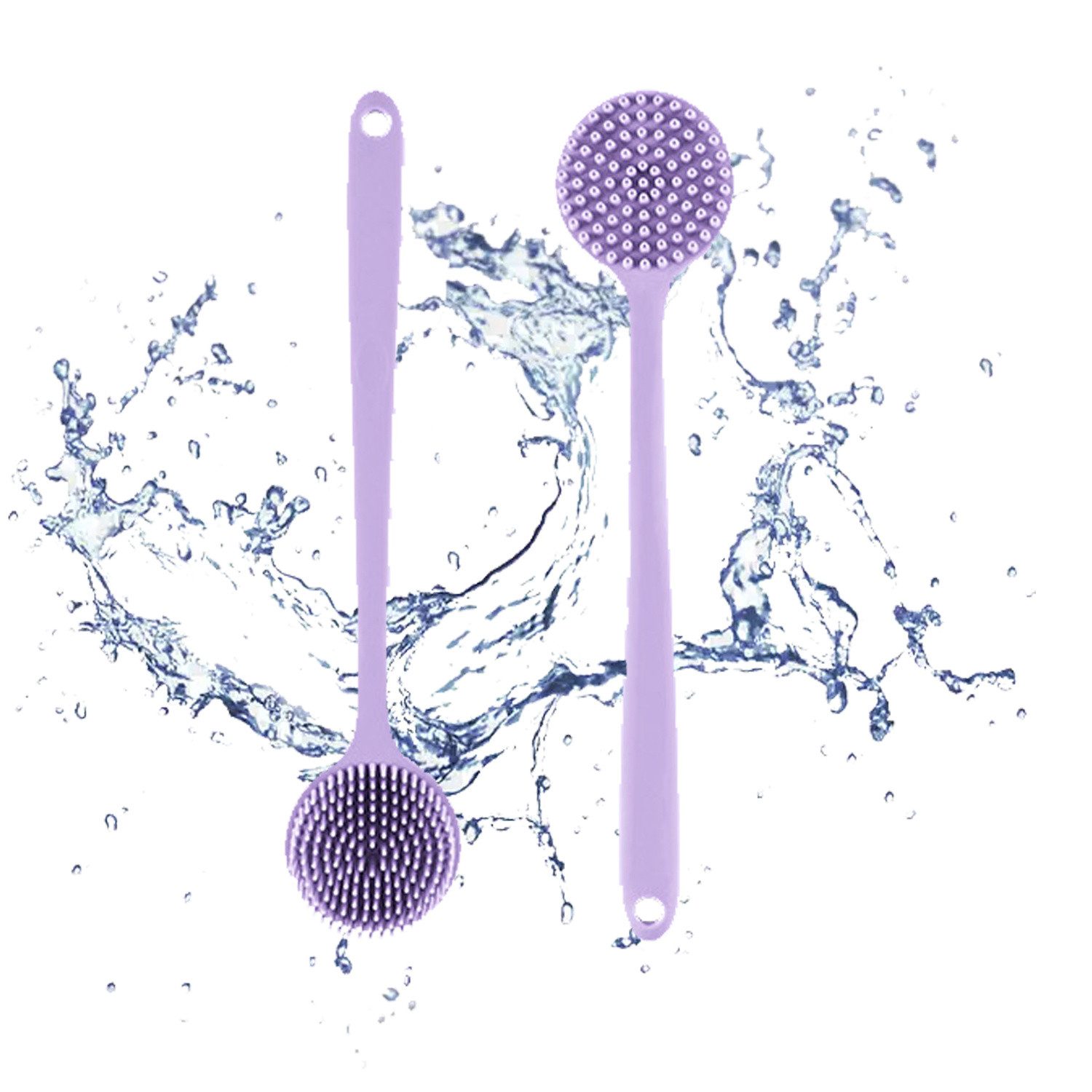 autolock Badebürste Silikon-Körperschrubber, Langer Griff Rückenschrubber( 2er-Pack)