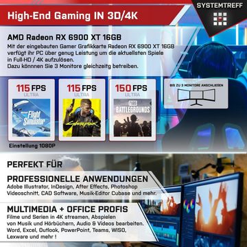 SYSTEMTREFF Gaming-PC (AMD Ryzen 7 7800X3D, Radeon RX 6900 XT, 32 GB RAM, 1000 GB SSD, Wasserkühlung, Windows 11, WLAN)