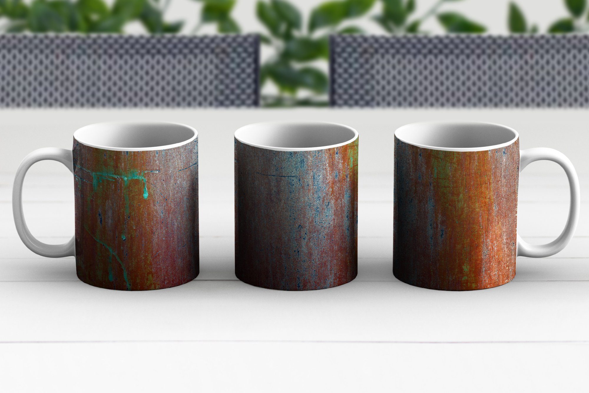 Geschenk Werkstatt, Keramik, aus Teetasse, MuchoWow einer Tasse Becher, Teetasse, Kupferstruktur Kaffeetassen, Platte mit