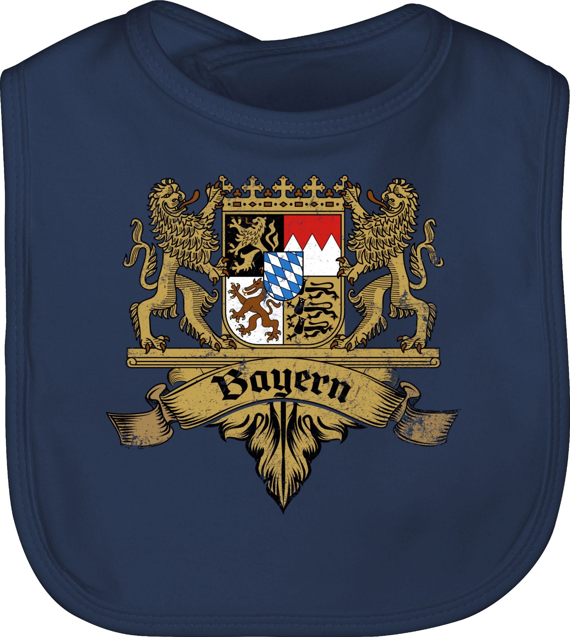 Shirtracer Lätzchen Bayern Wappen Bayernland Freistaat Bayern, Mode für Oktoberfest Baby Outfit 1 Navy Blau