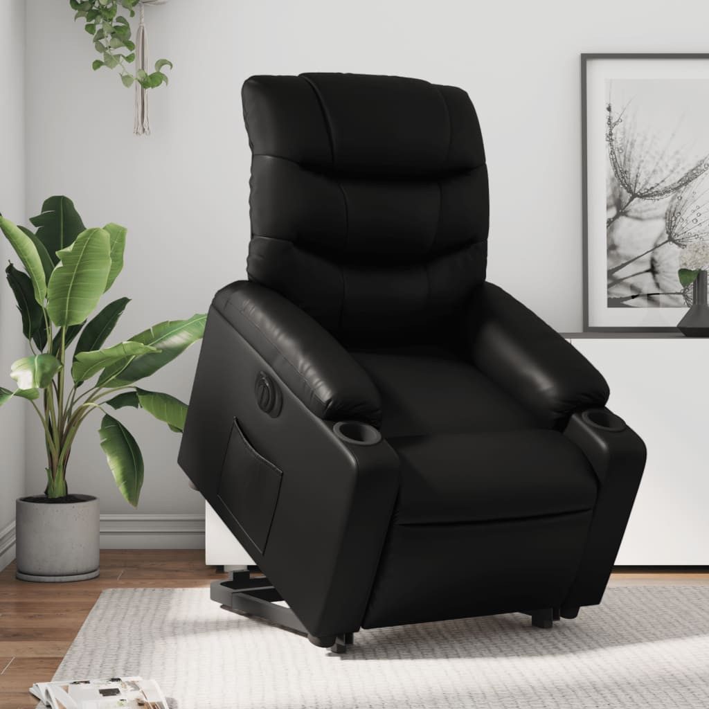 furnicato Massagesessel Elektrischer Relaxsessel Aufstehhilfe 75,5x93x99,5 cm Schwarz (1-St), Elektrischer TV-Sessel mit Aufstehhilfe und Liegefunktion Schwarz