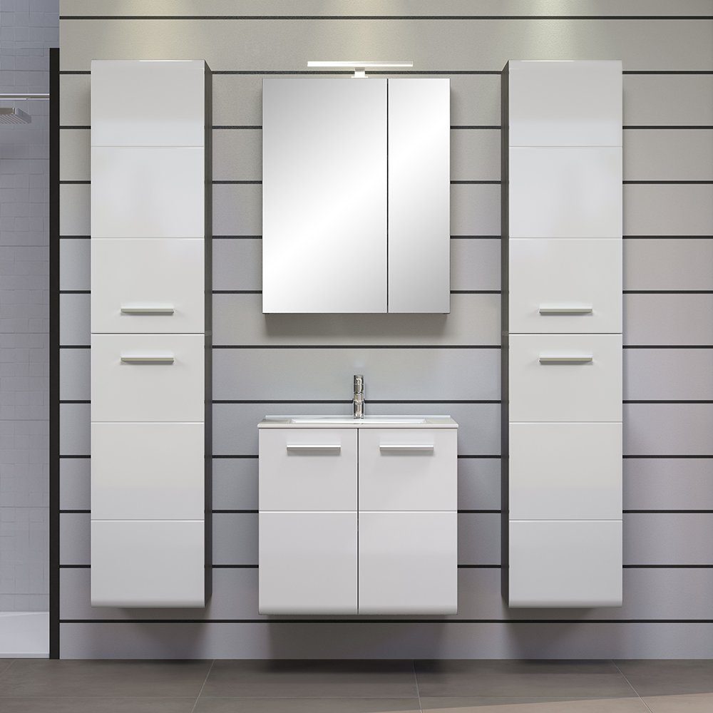 2 mit Spiegelschrank RAVENNA-19 Badezimmer Türen, 60/75/16 Rauchsilber Lomadox ca. in B/H/T: cm
