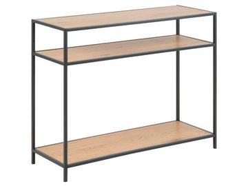 möbelando Konsolentisch Carney I, Moderner Konsolentisch mit 3 Ablageflächen, Gestell aus Metall pulverbeschichtet in Schwarz-Matt, Ablageflächen aus MDF in Wildeiche Nachbildung. Breite 100 cm, Höhe 79 cm, Tiefe 35 cm