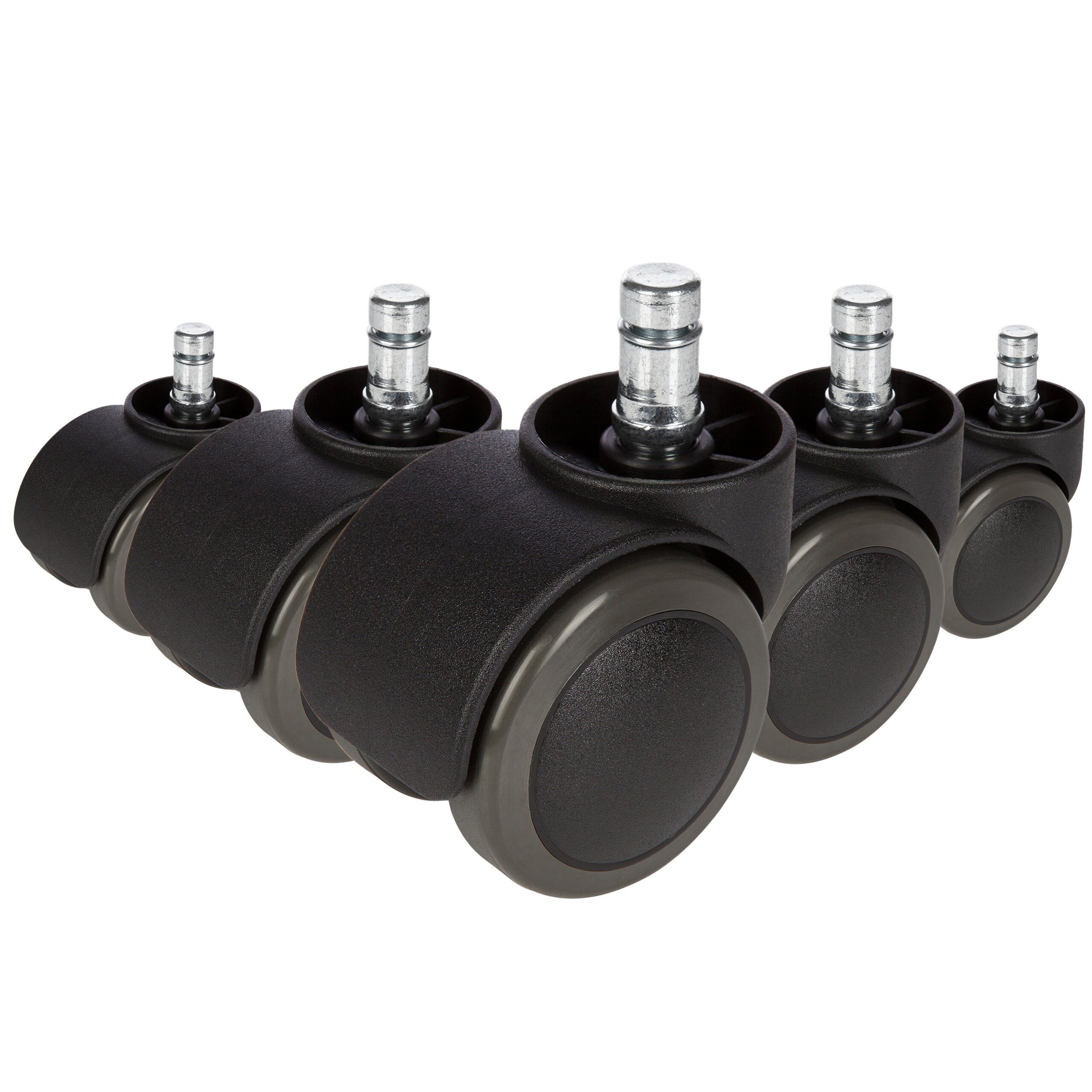 hjh OFFICE Stuhlrolle Stuhlrollen 5X Rolo No-Noise 11Mm/50Mm, (5er Pack), Hartbodenrollen Bürostuhl, Rollen für Schreibtischstuhl