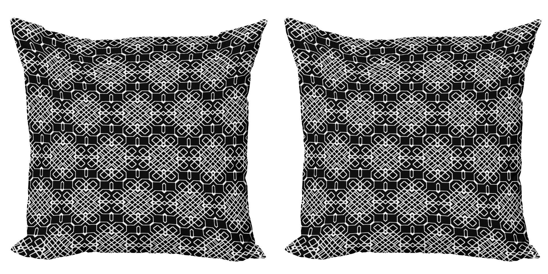 Kissenbezüge Modern Accent Doppelseitiger Digitaldruck, Abakuhaus (2 Stück), Gitter Nostalgische Nested Grid Motiv