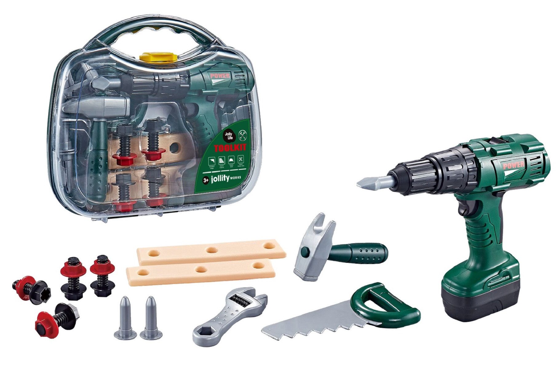 Jollity Kinder-Werkzeug-Set Kinder-Werkzeugkasten Deluxe – Kreatives Spielzeug-Set