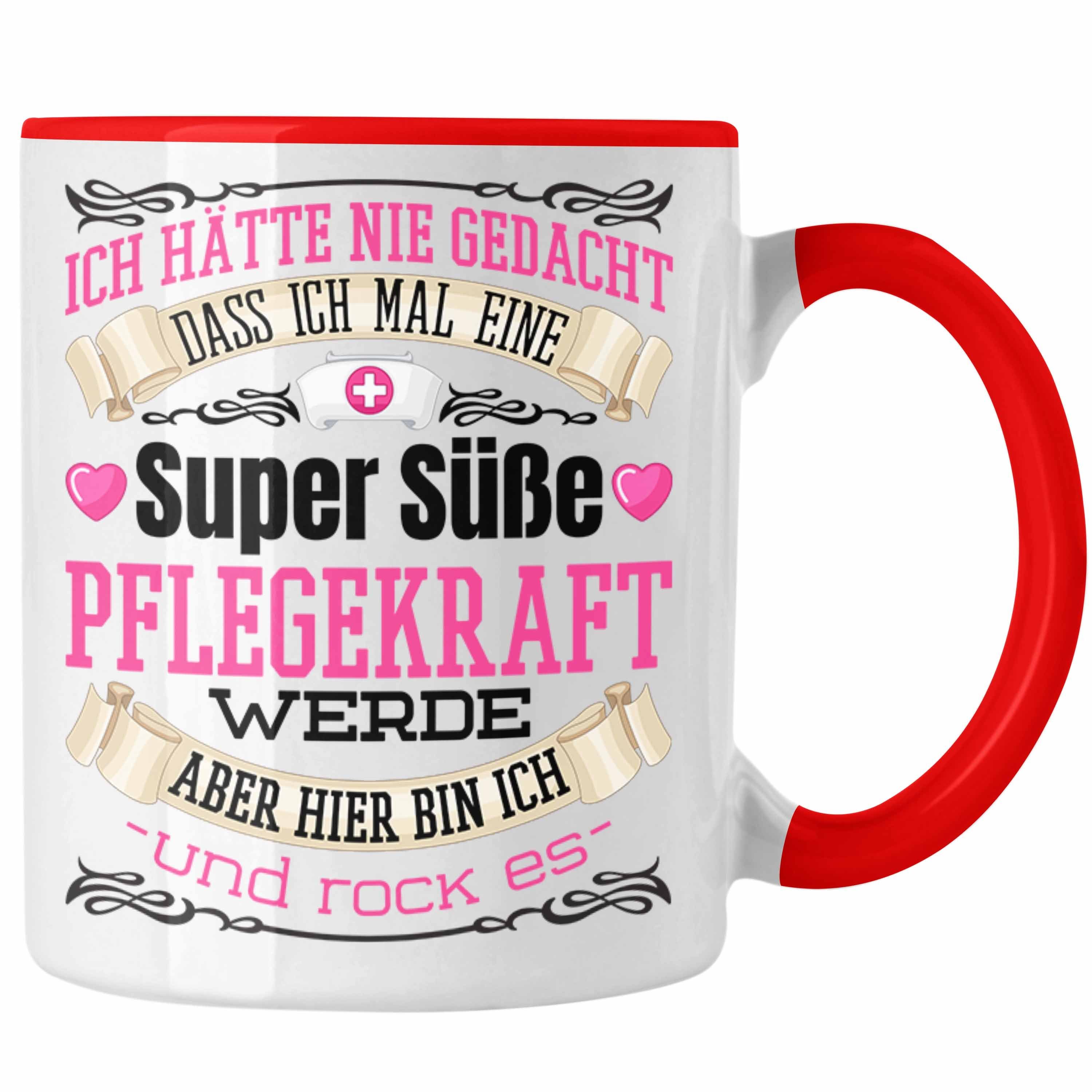 Trendation Tasse Geschenk Geschenkidee Pflegekr Altenpflegerin Pflegekraft Tasse Rot Frauen