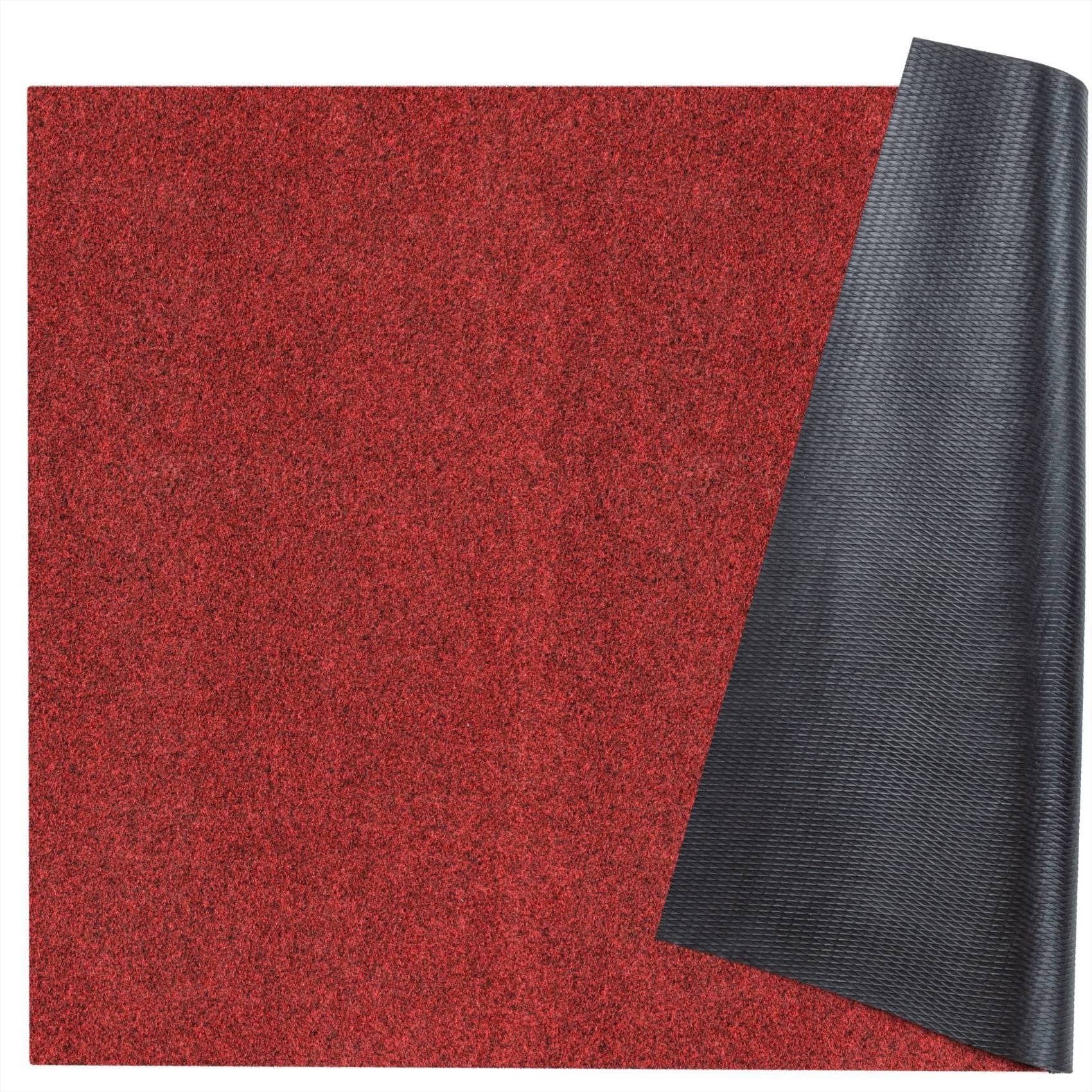 ANRO Läufer Teppichläufer POET Sauberlaufmatte Fußmatte Teppich Läufer, eckig, Höhe: 5 mm, Bodenläufer 100x100cm Meliert Rot Breite 100cm
