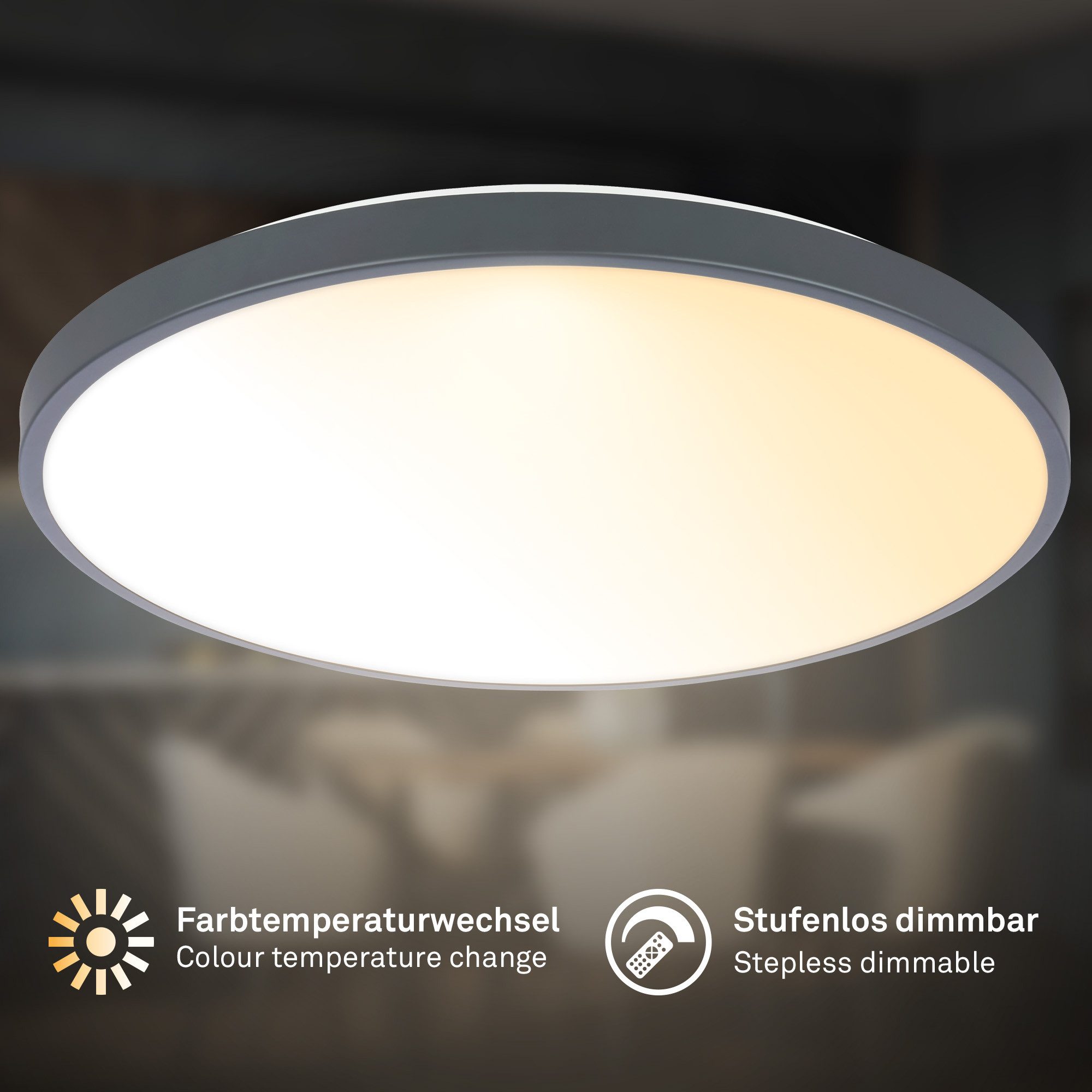 Briloner Leuchten Deckenleuchte FLAME Deckenlampe Aufbauleuchte, Farbtemperaturwechsel (CCT), LED fest integriert