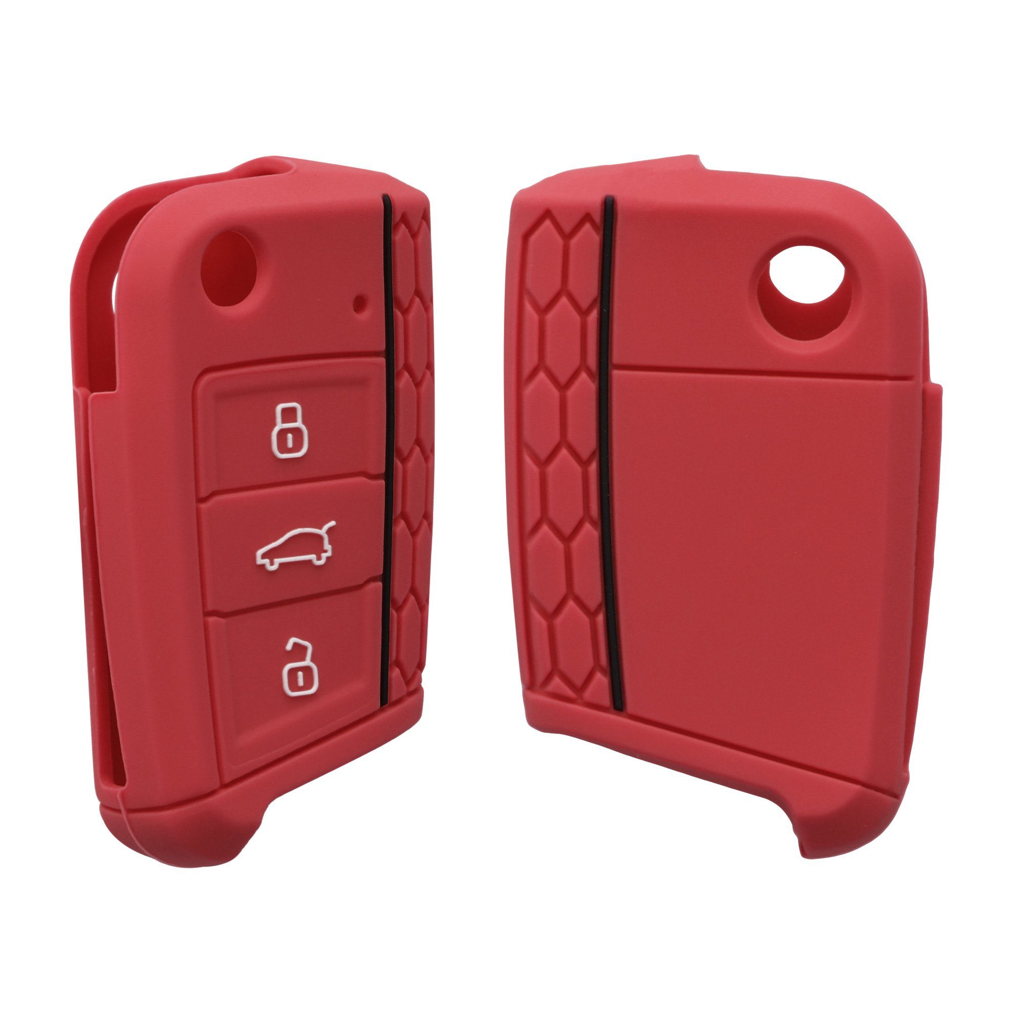 Cover Schlüsselhülle Dunkelrot 7 VW Golf Schlüssel Autoschlüssel Schlüsseltasche Hülle für Silikon kwmobile MK7, Case