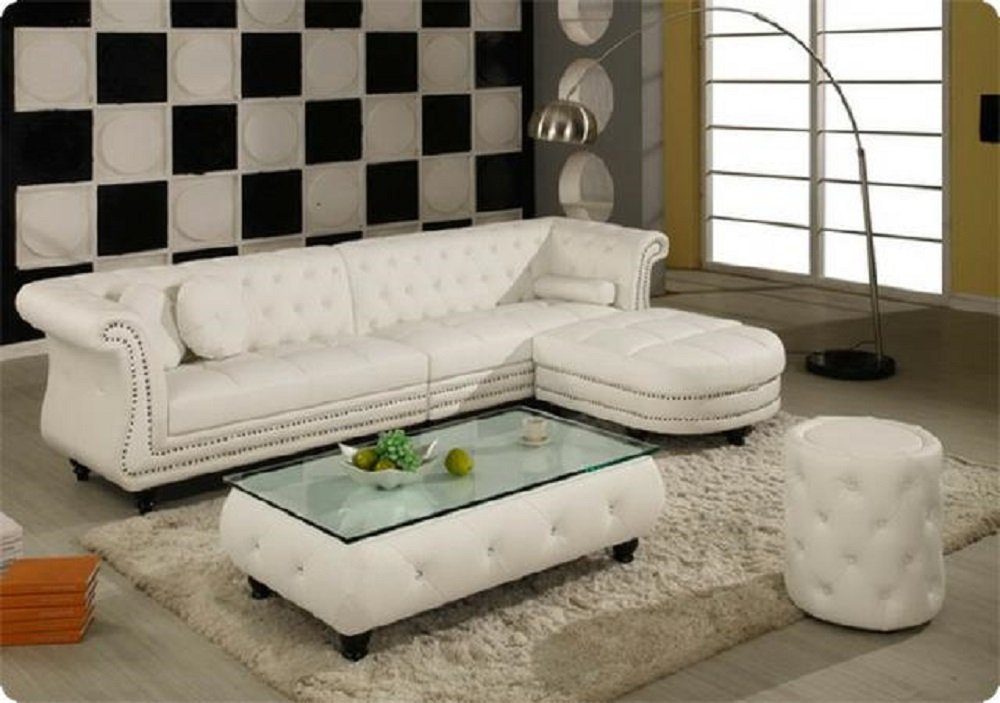 Ecksofa Designer Couch JVmoebel Garnitur Chesterfield Sofa Ledersofa Luxus Ecksofa,
