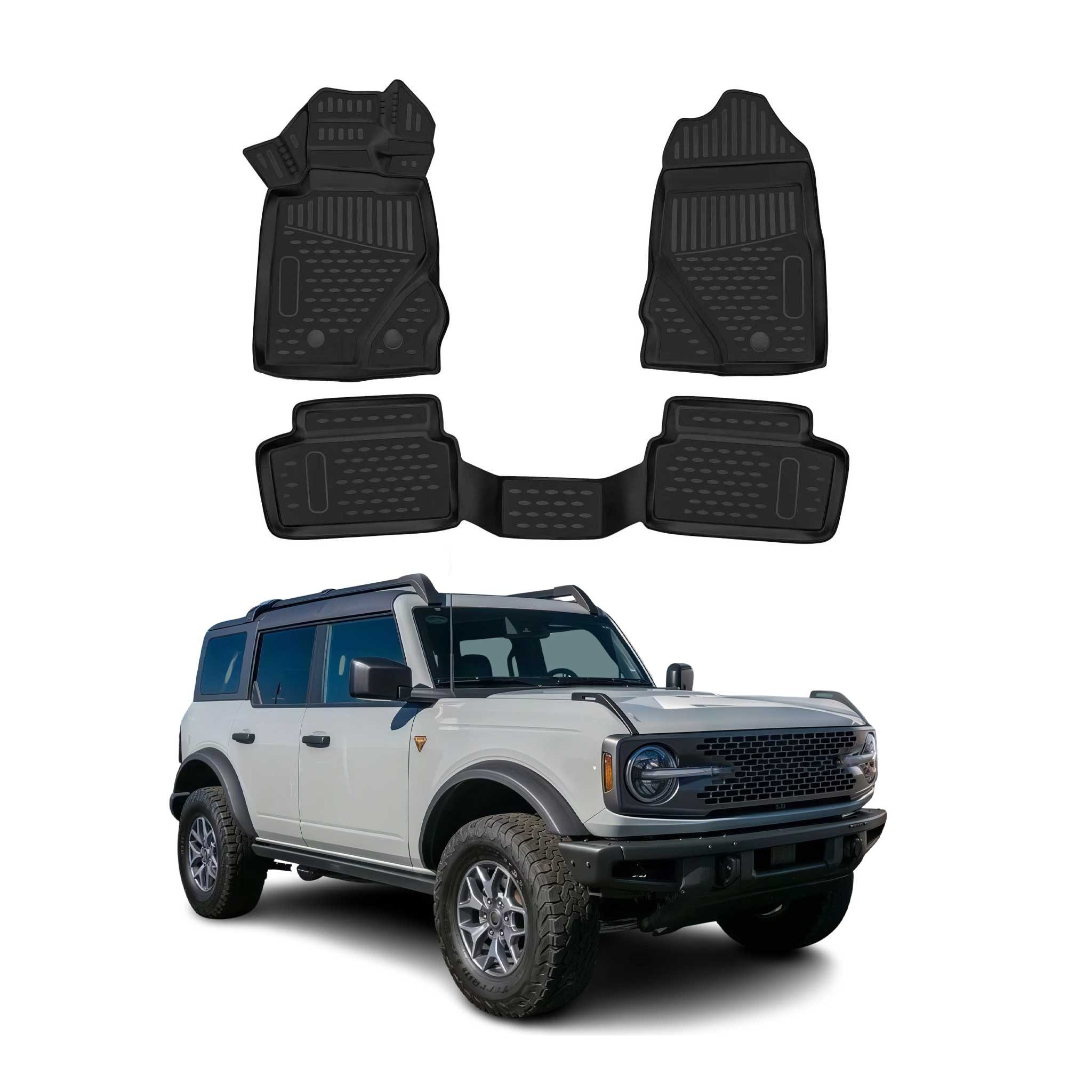 OMAC Auto-Fußmatten für Ford Bronco 2022-2025 2tür Automatikgetriebe (3 St), für Ford Bronco 2022-2025 2tür Automatikgetriebe Ford Bronco 2022-2025 2tür Automatikgetriebe, Antirutsch,Wasserfest,Einfache Installation