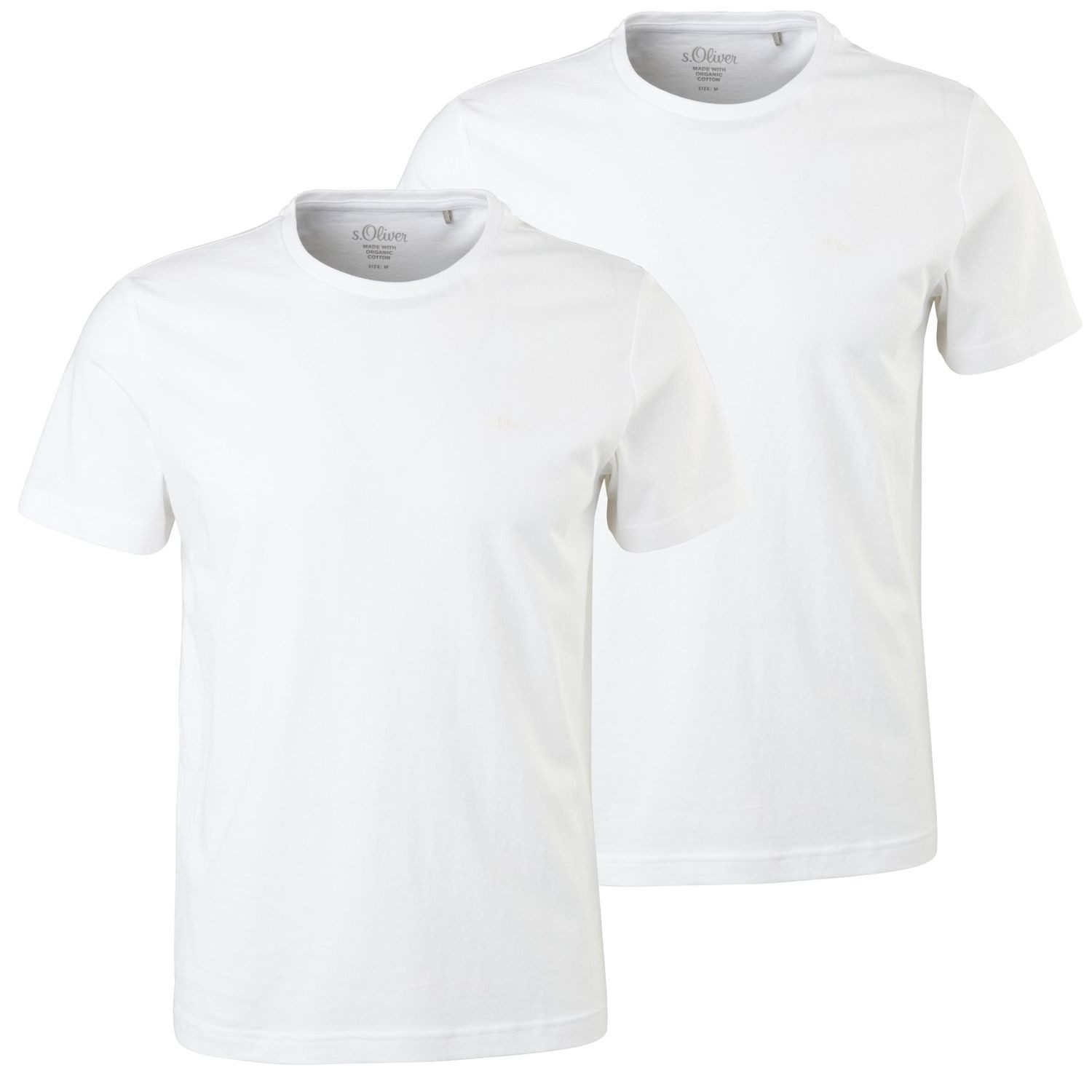 s.Oliver T-Shirt Casual mit Logo, schlicht, unifarben, Basic, moderner Look im 2er Pack