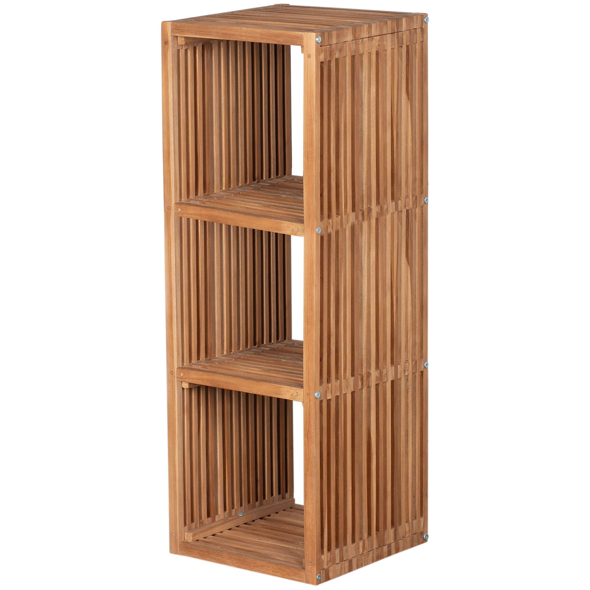 bene living Regal Outdoor-Regal mit 3 Fächern - Teakholz, 1-tlg., massives Teakholz Regal mit offenen Ablagefächern