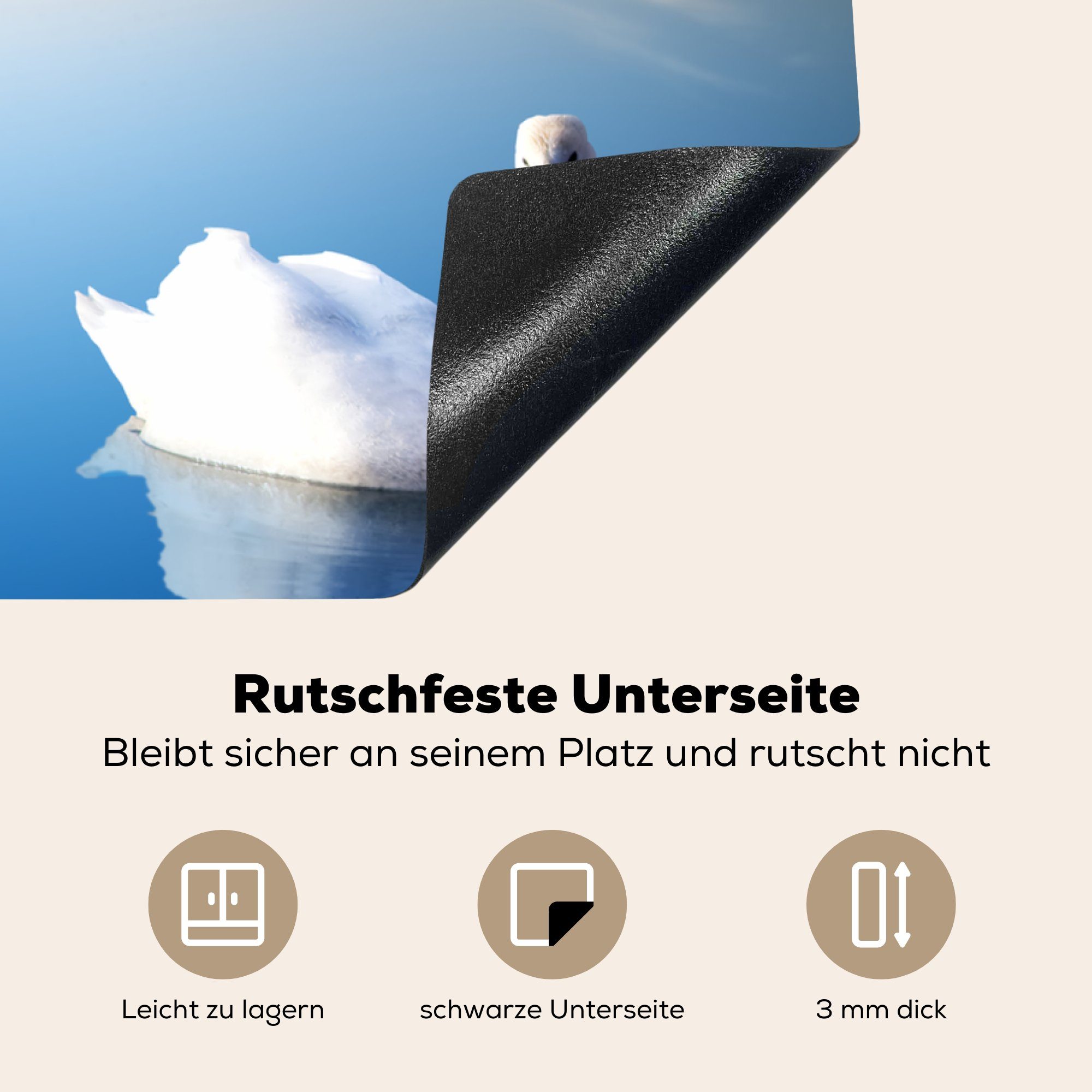 Arbeitsplatte tlg), für cm, - Natur, küche Sonnenuntergang Ceranfeldabdeckung, MuchoWow - Herdblende-/Abdeckplatte (1 Vinyl, 78x78 Schwan