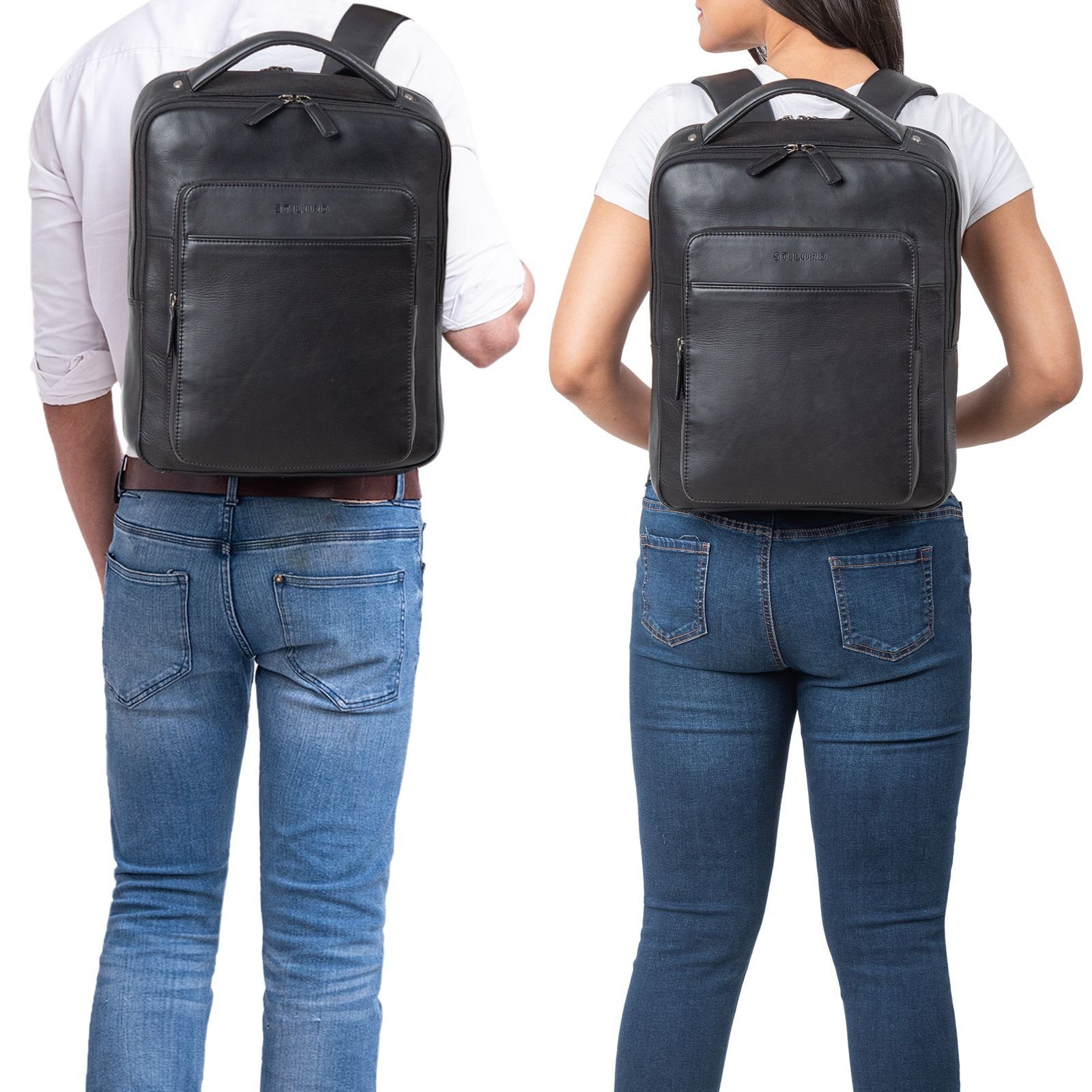 STILORD Notebook-Rucksack "Nicky" Laptoprucksack 13 Zoll aus echtem Leder Mittel-Groß Unisex – Bild 2 von 5