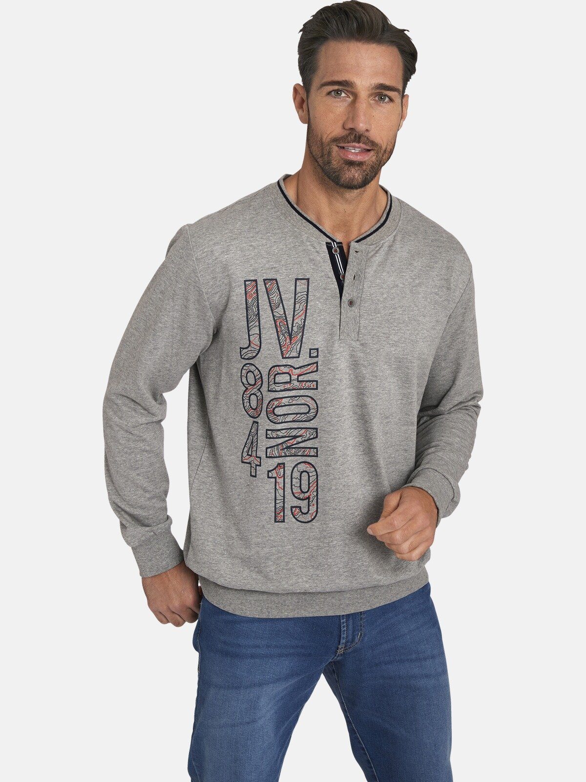 Jan Vanderstorm Sweatshirt GANDALV +Fit Kollektion, Knopfleiste