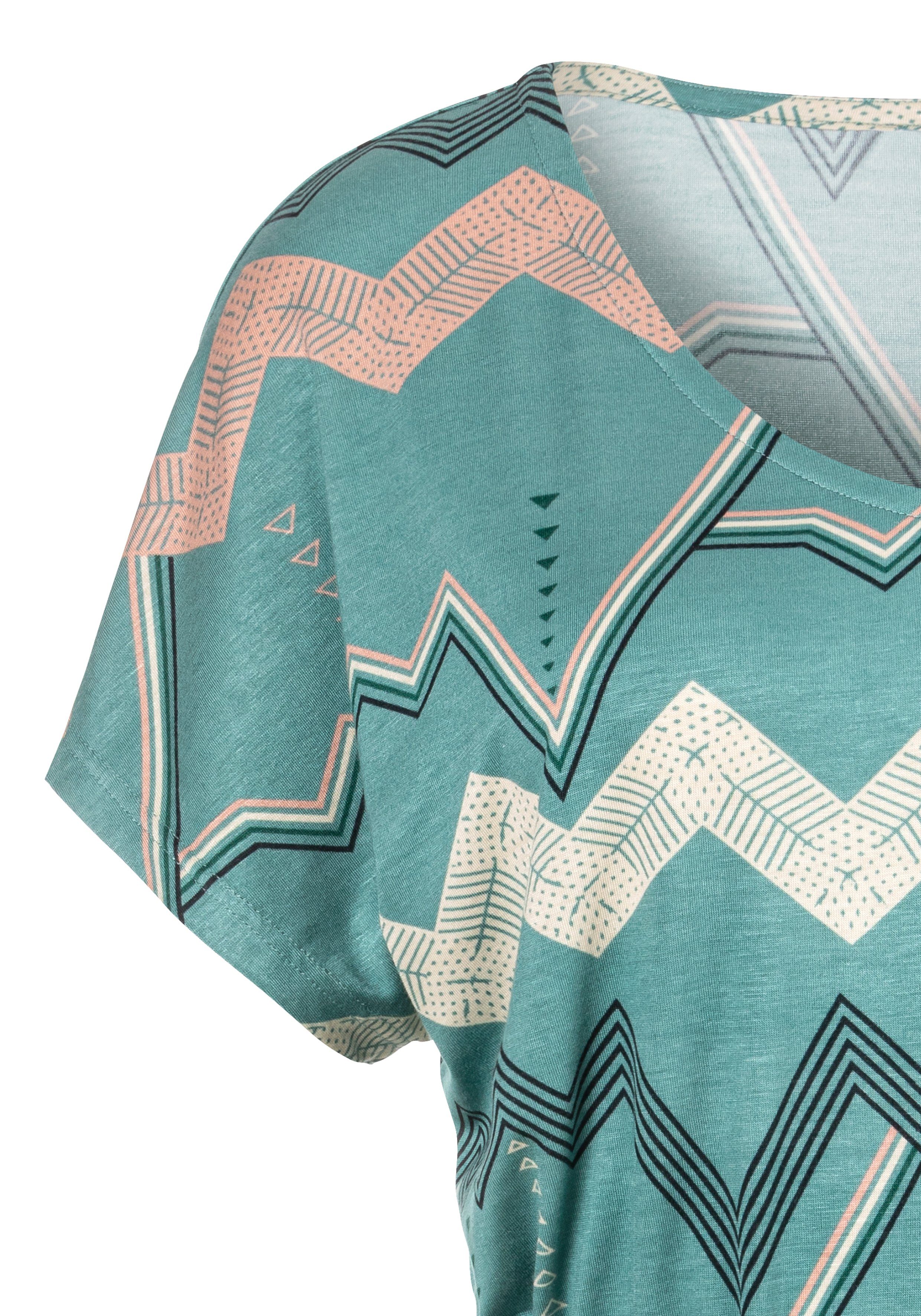 LASCANA Sleepshirt mit grafischem Zick-Zack khaki-allover Muster