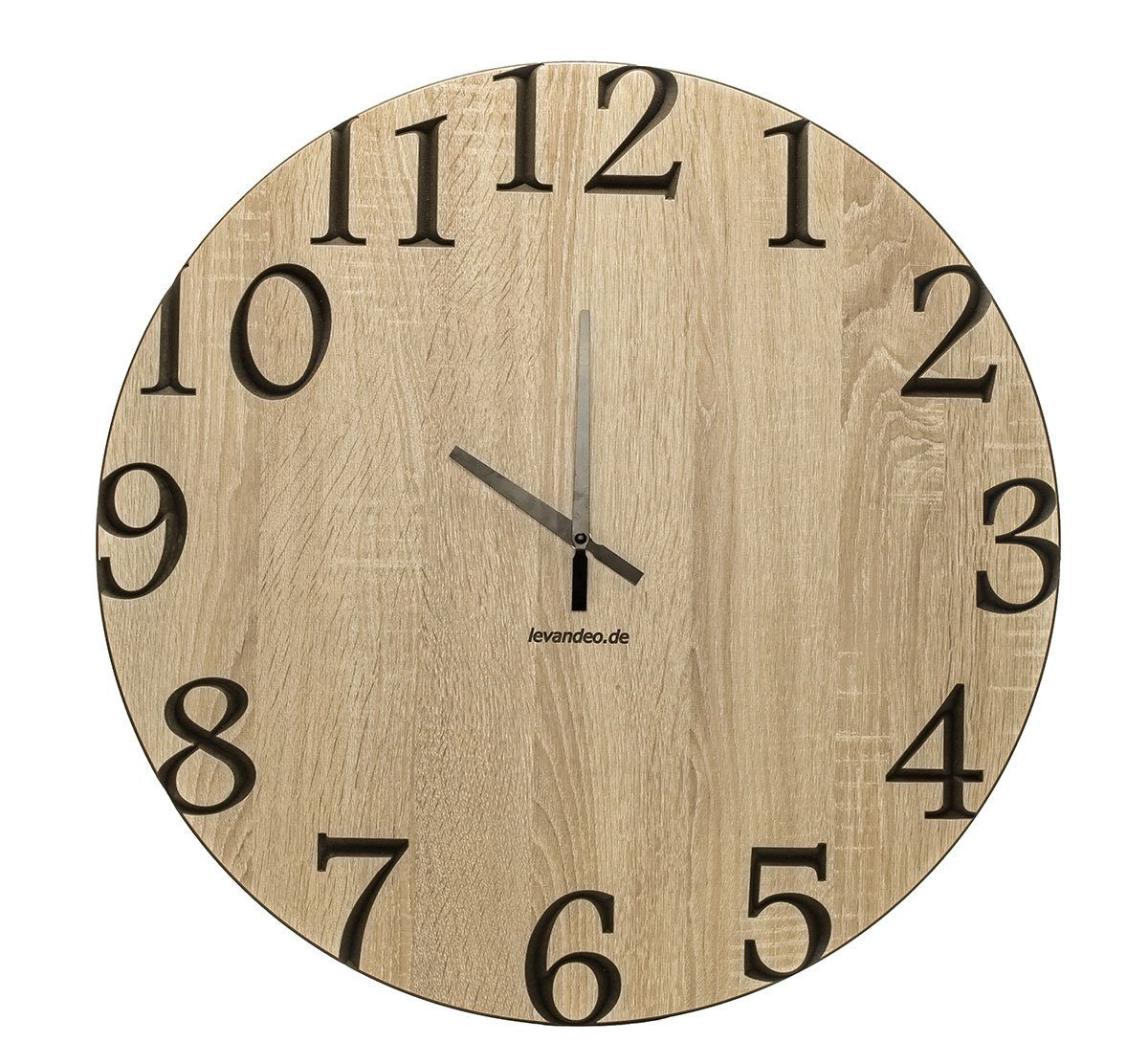 Levandeo® Wanduhr (Wand-Uhr Holz 60cm Sonoma Eiche Deutsche Herstellung klassisch)