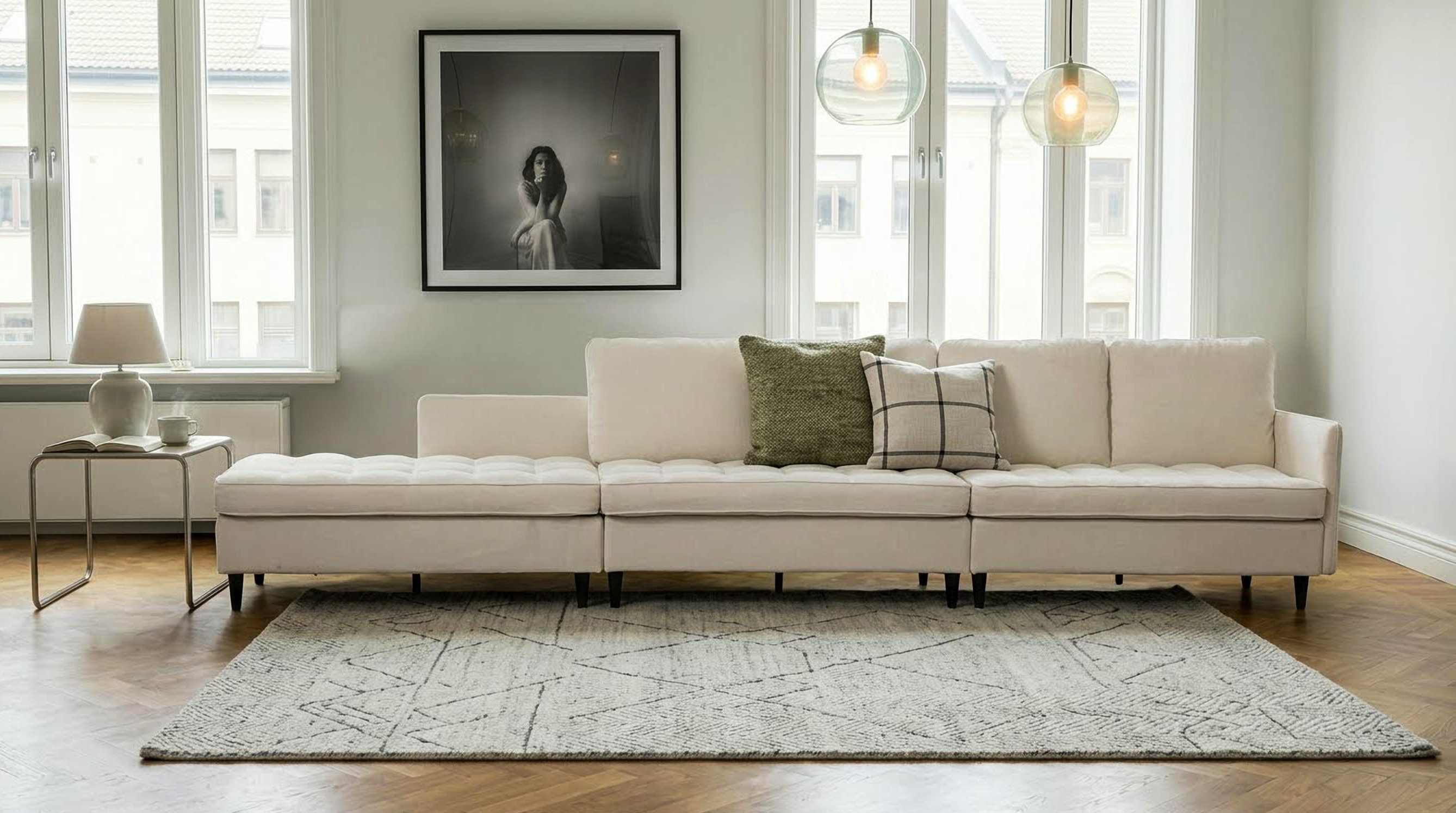 Dorel Home Wohnlandschaft LINDHUS, Chenille, Modulsofa, verschiedene Stellvarianten, Modulsofa mit Verbindern fixierbar, Recamiere und Stauraum