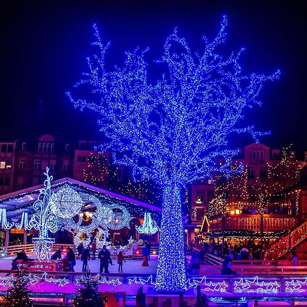 Merry 2024 LED-Lichterkette LED-Lichterkette 20m/30m/50m/100 m,für Weihnachten, 8 Modi,Timer,Speicherfunktion,für Hof Hochzeit Weihnachtsfeier