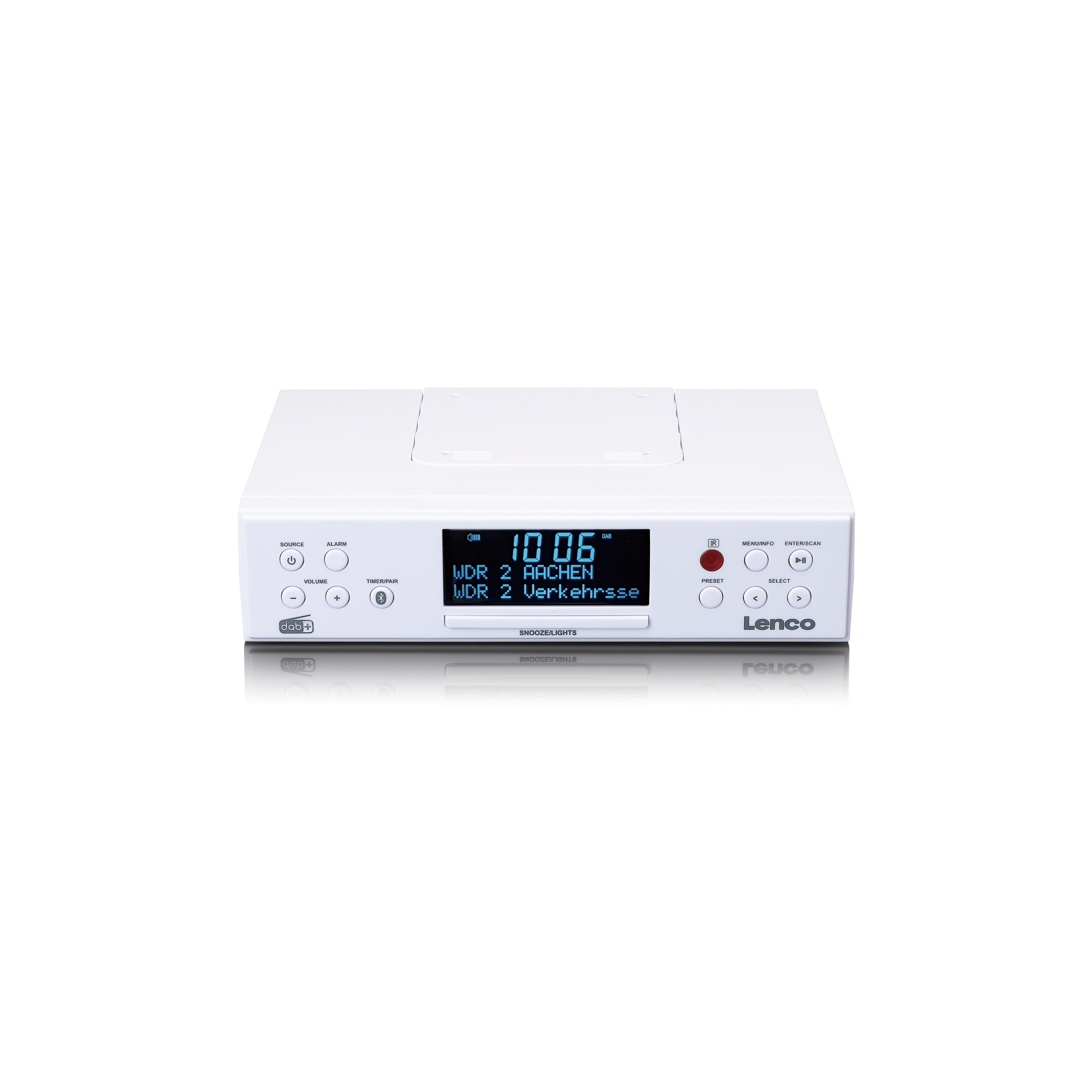 Lenco KCR-190WH Digitalradio (DAB) (DAB,DAB+,FM, 4 W, (Unterbau) Stereo-Sound mit LED-Beleuchtung & Wecker inkl. Montagesatz)