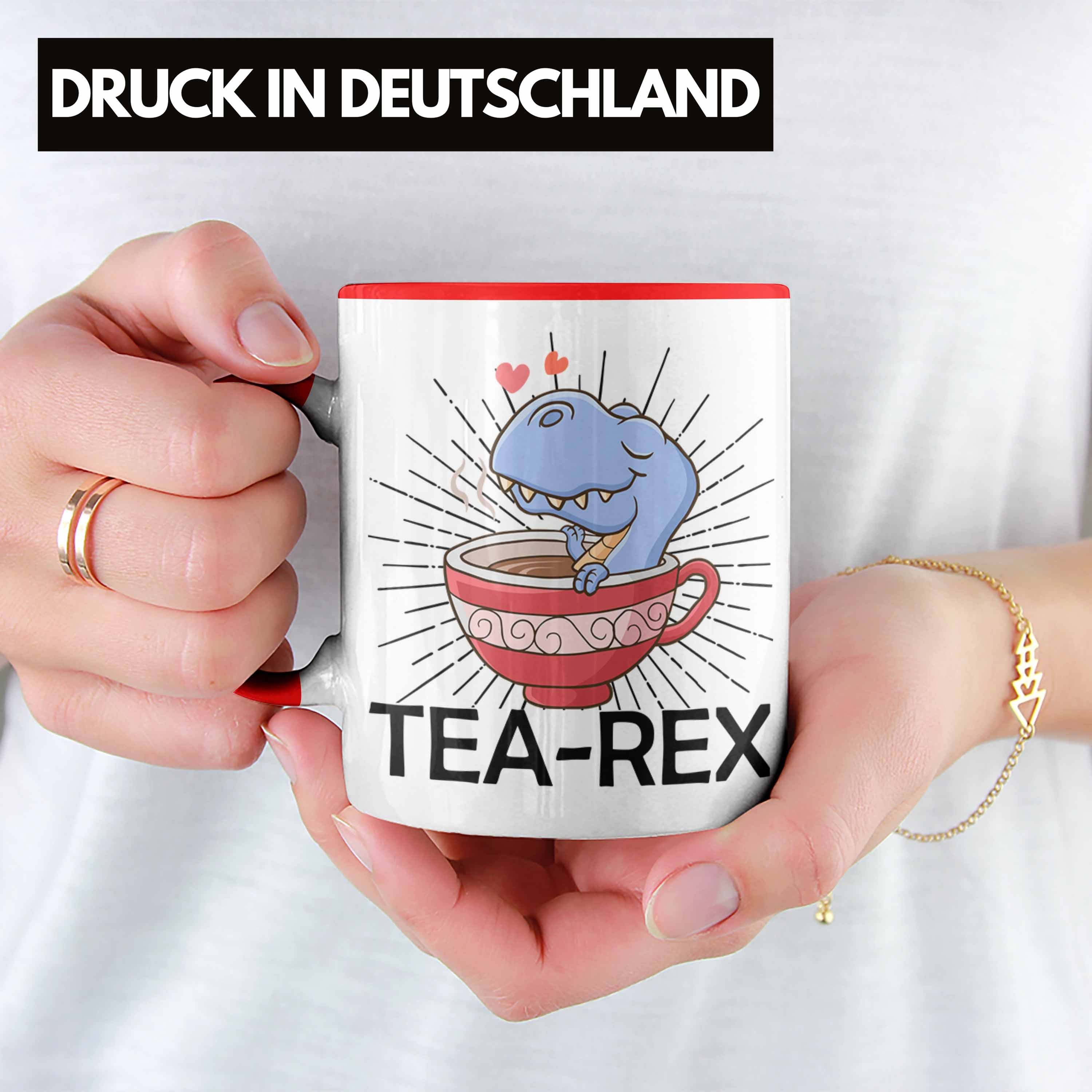 - Geschenk Trendation Tea Tasse Trendation Rex T-Rex Rot Geschenkidee Tasse Wortspiel Dinosaurier