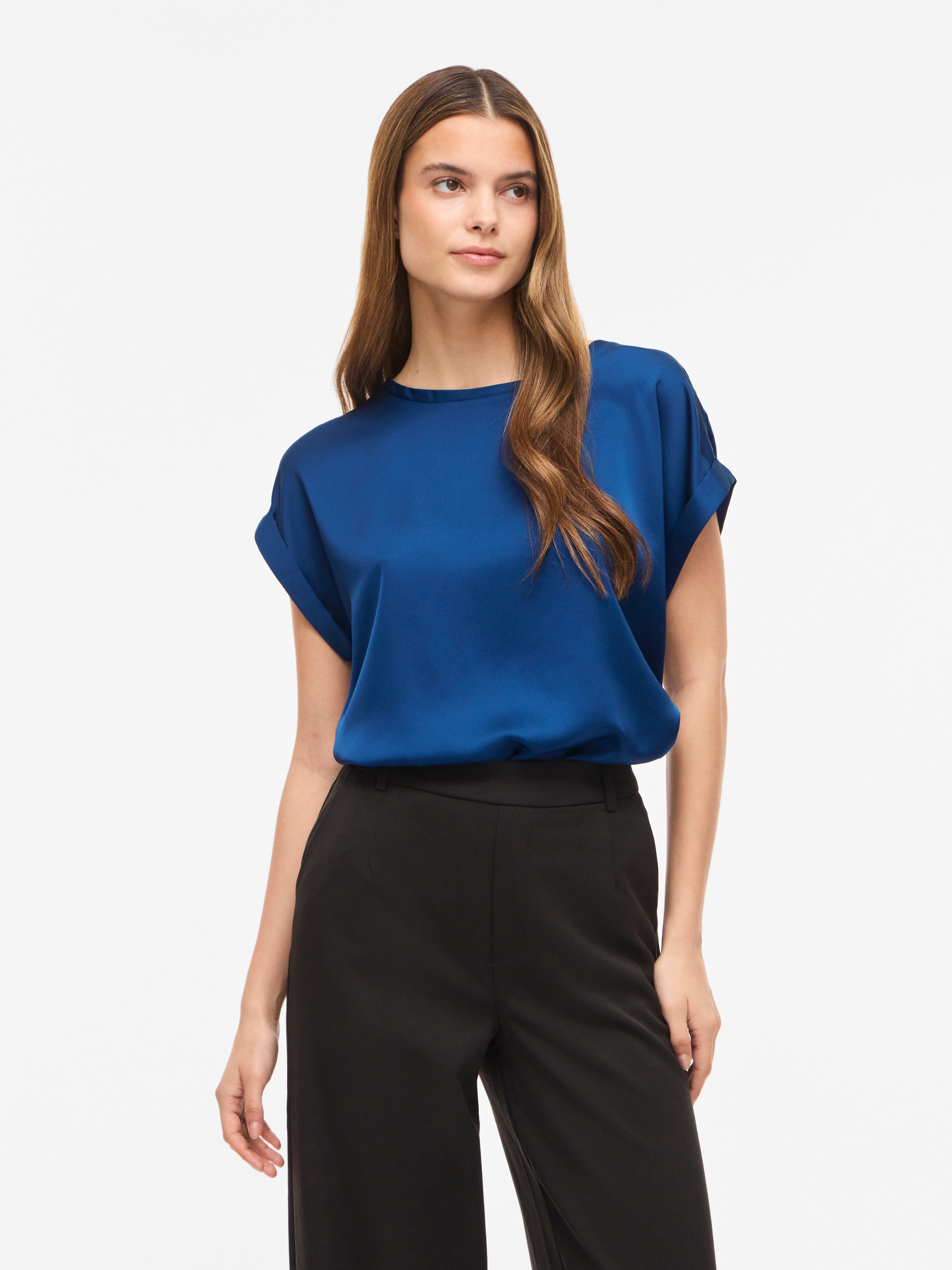 Kurzarmshirt VIELLETTE S/S SATIN TOP - NOOS