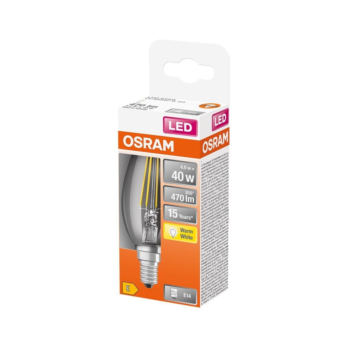 transparent White, B, Retrofit 4 LED-Leuchtmittel Classic E14, Warm W Osram