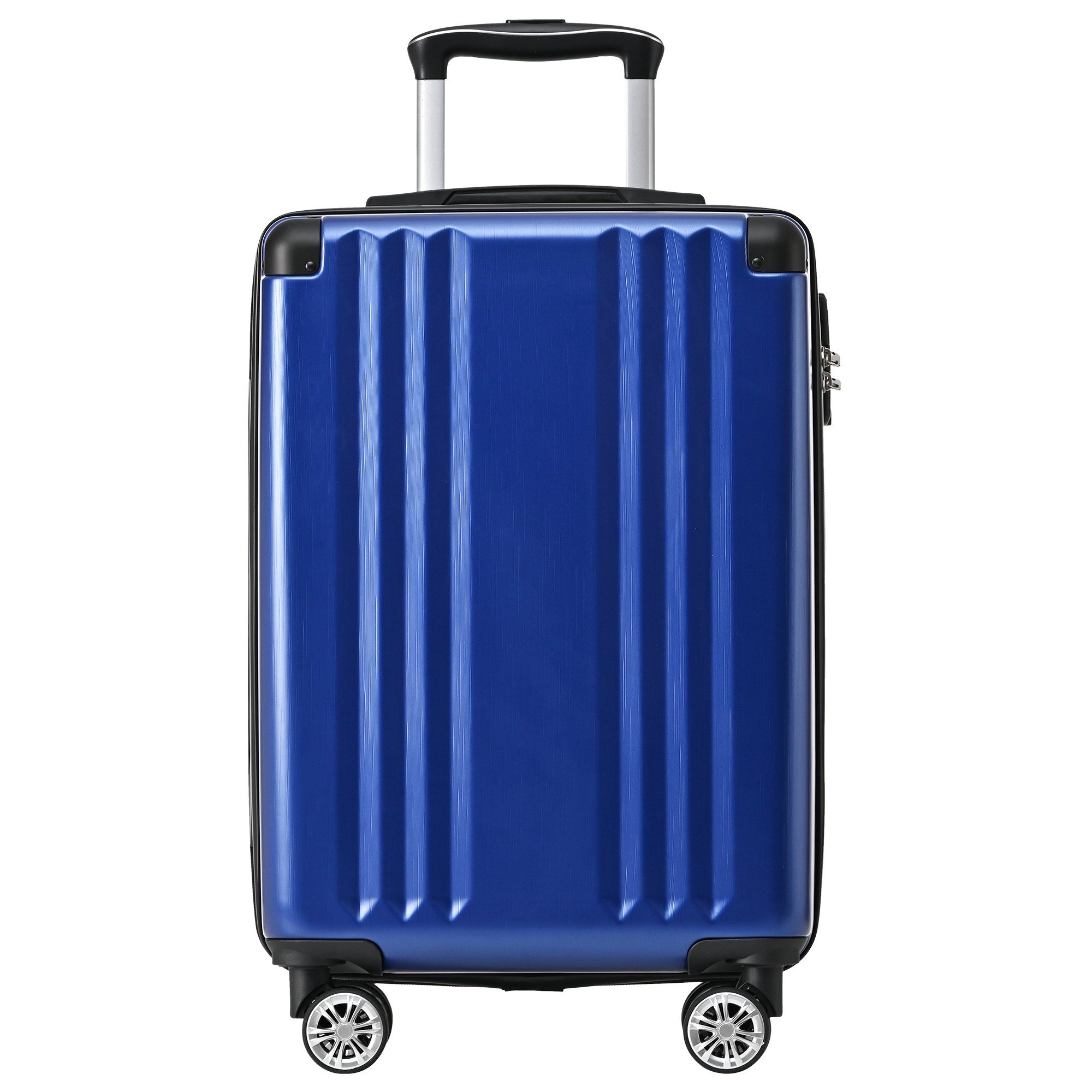 Ulife M-Größe:56.5*37.5*22.5 Blau ABS-Material, TSA Zollschloss, Reisekoffer 4 Handgepäck-Trolley Rollen,