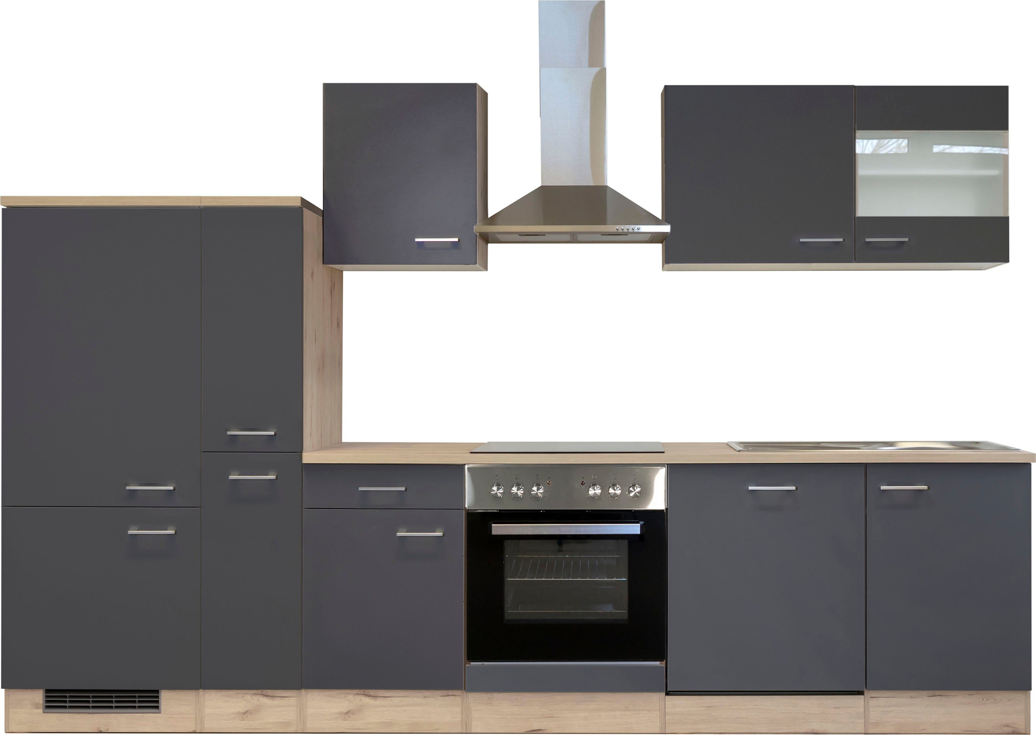 Flex-Well Küchenzeile Morena, mit E-Geräten, Gesamtbreite 310 cm