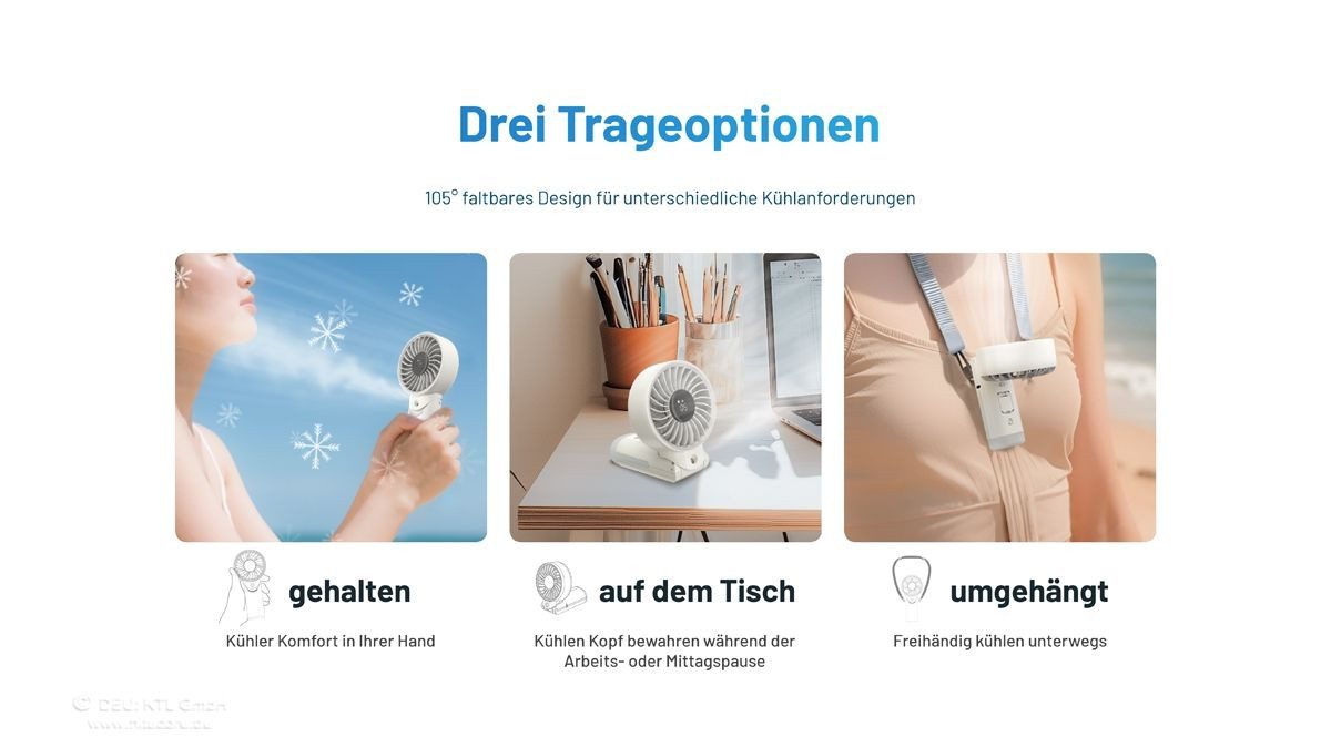 Nitecore Handventilator izzCool 30 - Handventilator mit Luftbefeuchter, Cloud White