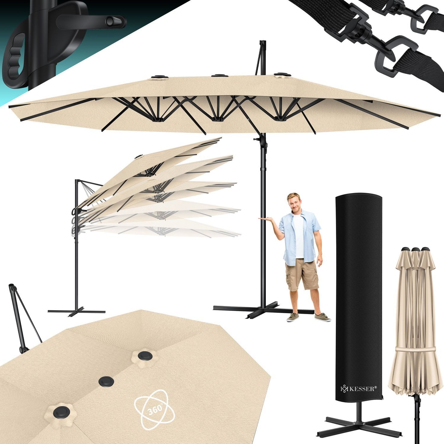 KESSER Sonnenschirm, Sonnenschirm Doppelsonnenschirm 4,6m x günstig online kaufen