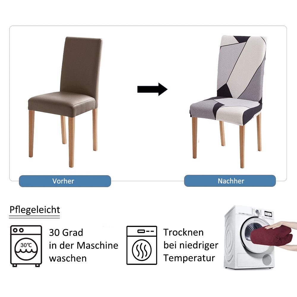 Vivi Stuhlbezug für Deko Schwarz Set Idee, Stuhlhussen Waschbar 4/6er Spannbezug Büro Elastische Grau Weiß Schwingstuhl, Esszimmerstühle Hochzeit Partys