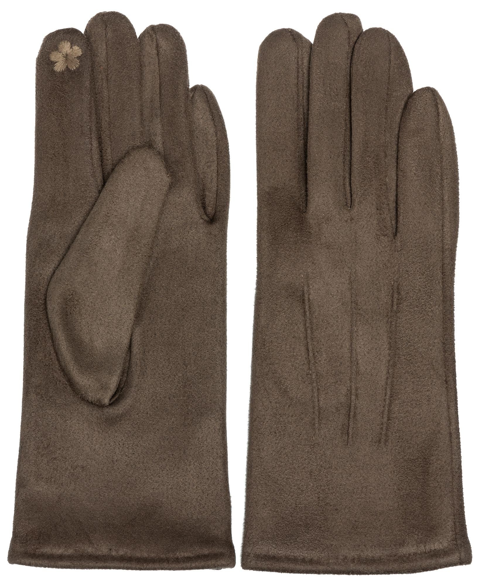 Caspar Strickhandschuhe GLV014 klassisch elegante uni Damen Handschuhe mit 3 Nähten taupe