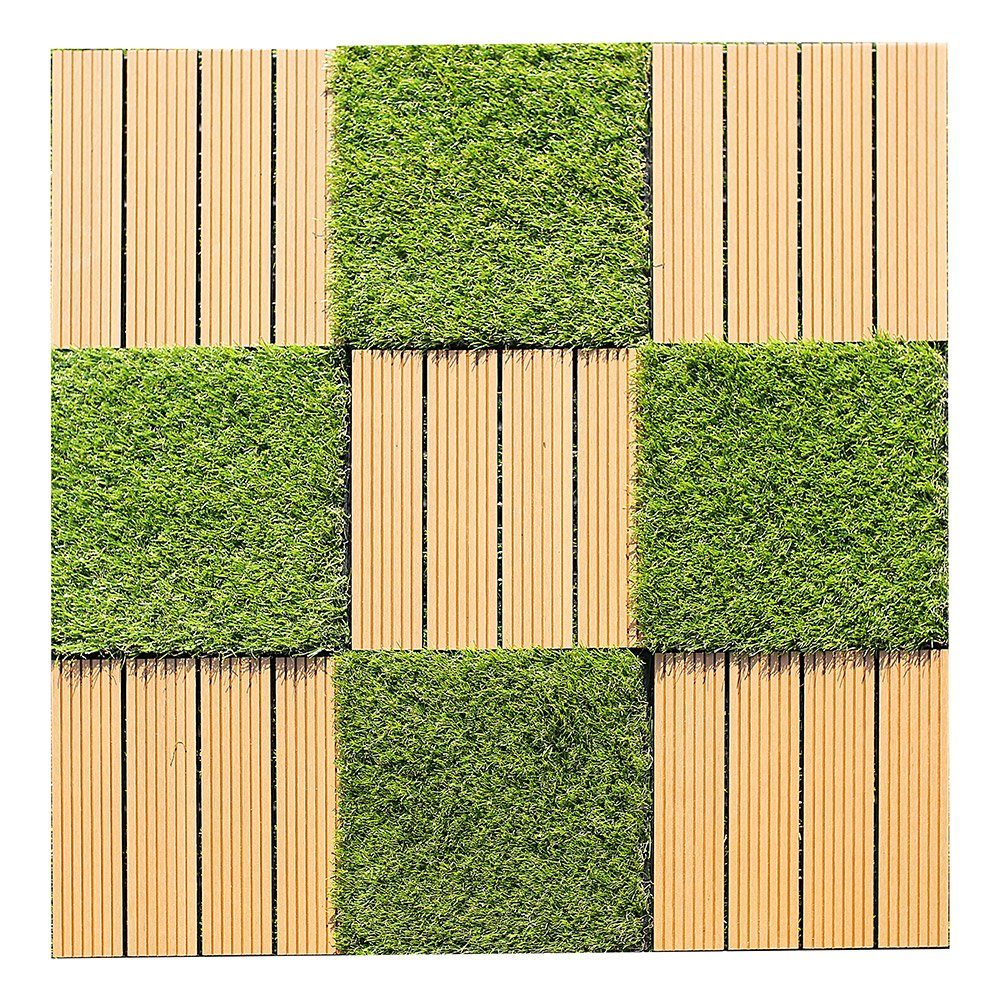 HOME DELUXE Kunststoff-Fliesen KUNSTRASEN FLIESE JUBIN, Terrassenfliese Klickfliese Balkonplatten