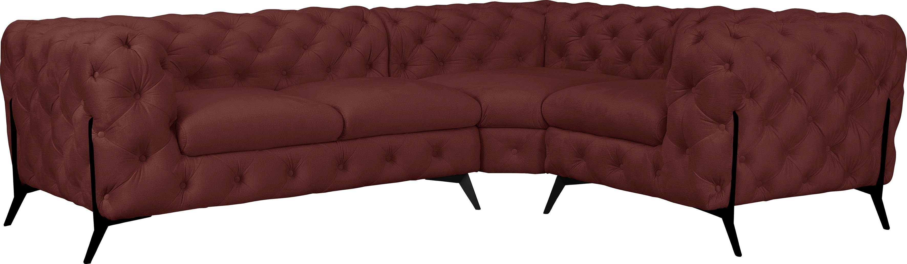 Leonique Chesterfield-Sofa Amaury L-Form, moderne Chersterfield-Optik, Breite 262 cm, Fußfarbe wählbar